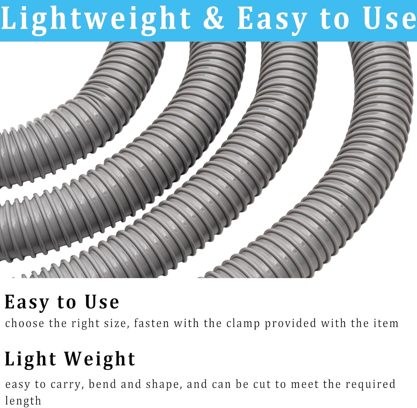 Dust Collection Hose 1.5 in × 10 ft Heavy Duty Flexible PVC Reinforced Thicken Helix Suction Discharge Corrugated Pipe Hose for Fume Dust Collector Fitting Wood Chip Saw (1.5 inch gray hose)