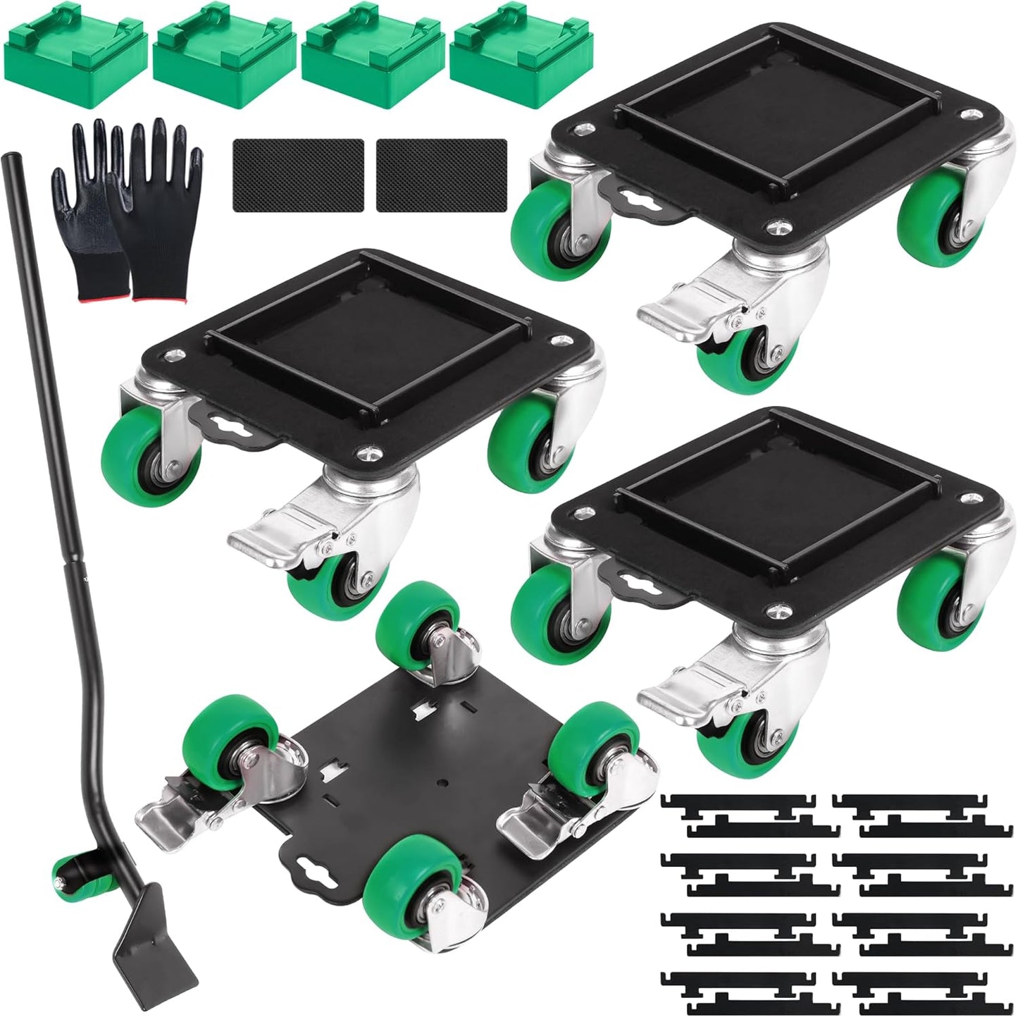 Furniture Movers with 4 Wheels,Heavy Duty Furniture Lift Mover Tool Set with 2000 lbs Load Capacity, Easy Sliders Dolly with Removable Side Guards&Brake, for Moving Appliance,Sofa etc