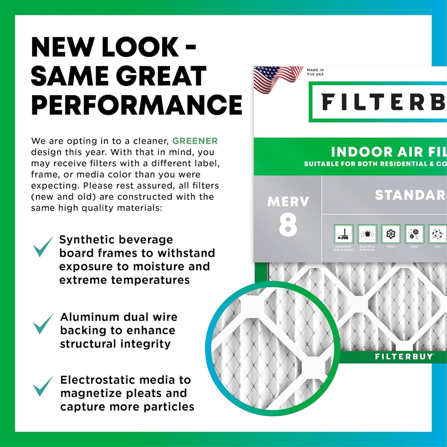 Filterbuy 8x30x1 Air Filter MERV 8 (MPR 700) Dust Defense Replacement (6-Pack), Electrostatic Pleated HVAC AC Furnace Filters, Made in USA (Actual Size: 7.50 x 29.50 x 0.75)