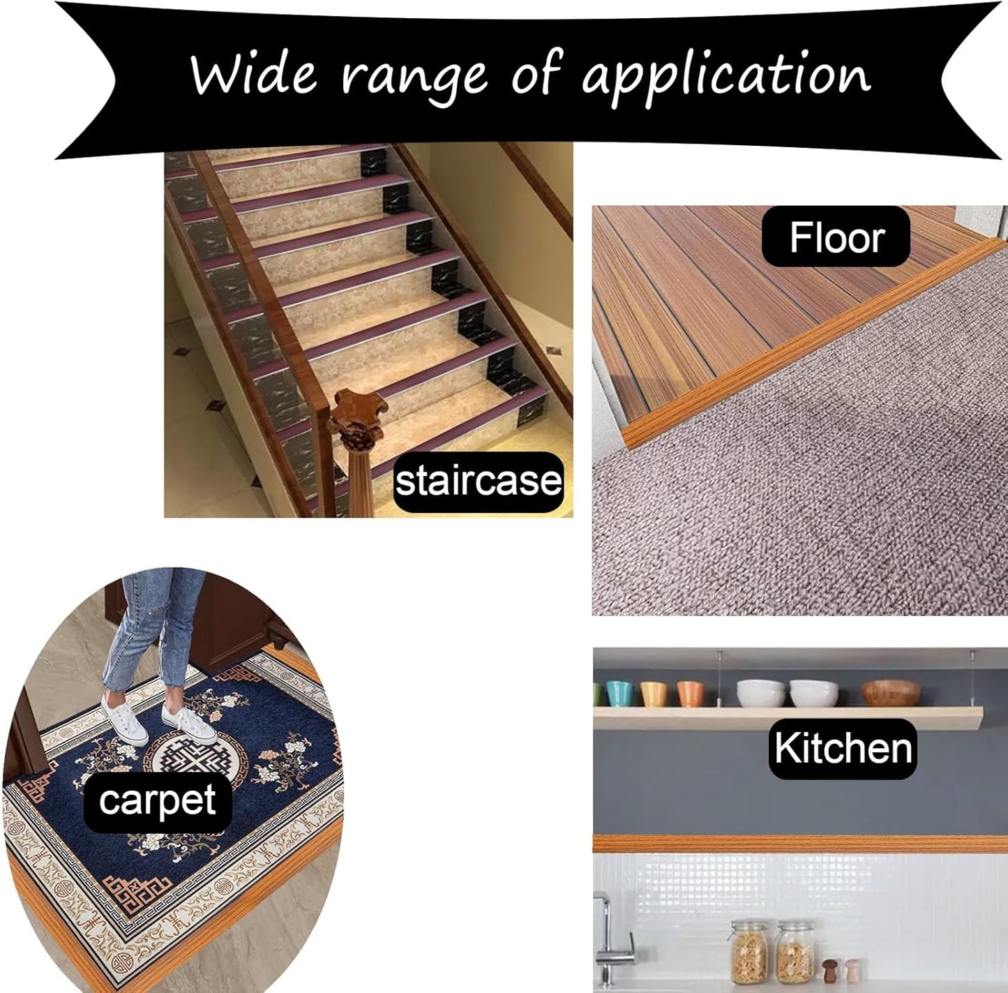 Floor Transition Strip & Self Adhesive Floor Vinyl Floor Edge Trim Laminate Floor Gap Covering Joining Strip