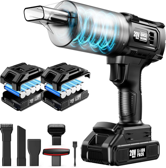 Handheld Vacuum Cleaner Cordless - 35000PA Strong Suction for Car & Home, Car Vacuum Portable Rechargeable Lightweight for Pet Hair with HEPA Filter, Quick Clean in Office/Desk/Couch (Black)