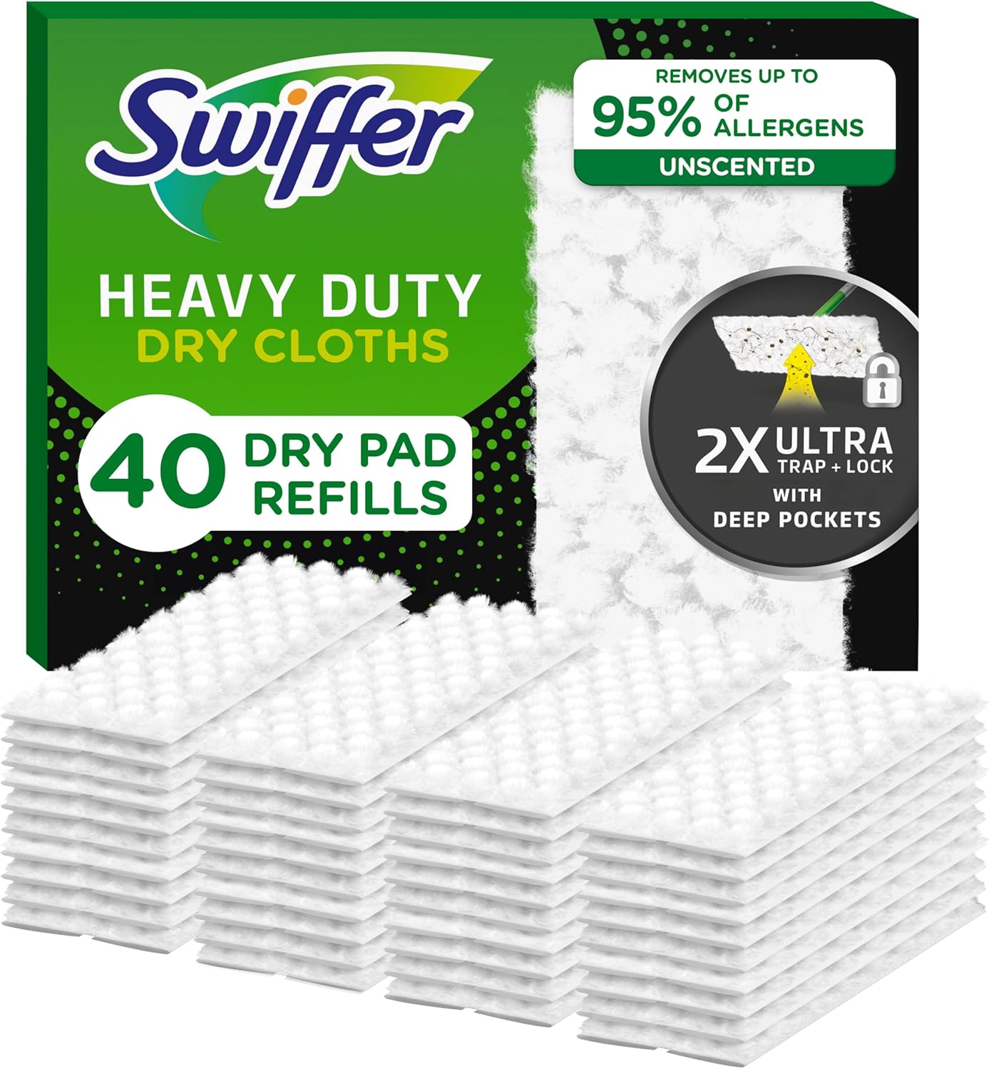 Swiffer Sweeper Heavy Duty Mop Pad Refills for Floor Mopping and Cleaning, All Purpose Multi Surface Floor Cleaning Product, 20 Count, 2 Pack
