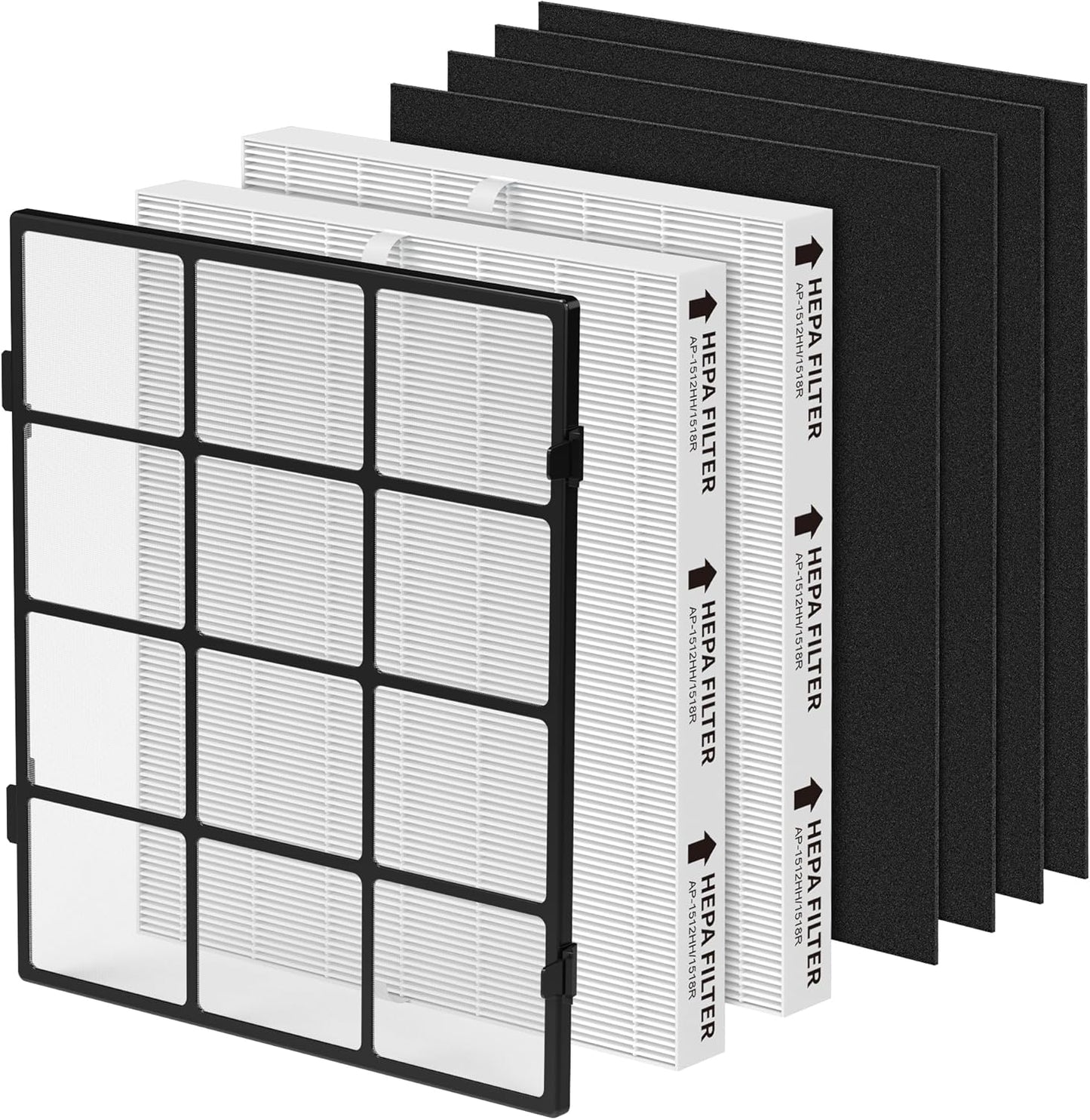 AP-1512HH Replacement filter Compatible with Coway Airmega AP-1512HH and Airmega 200M Air Purifi-ers, 2 Filters and 4 Carbon Filters with 1 Washable Pre-filter, Compared to Part #3304899, 2 Pack