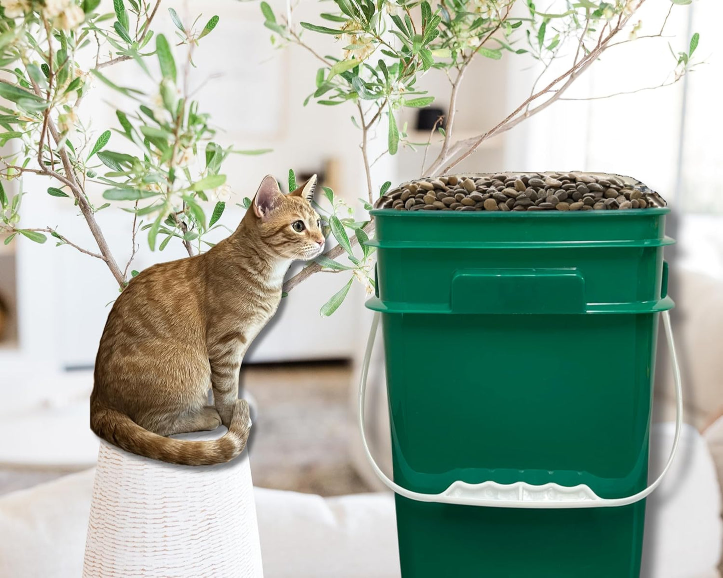 House Naturals 4 Gallon Square Food Grade Bucket Pail with Plastic Handles and Lid (Pack of 3) Made in USA containers (Dark Green)