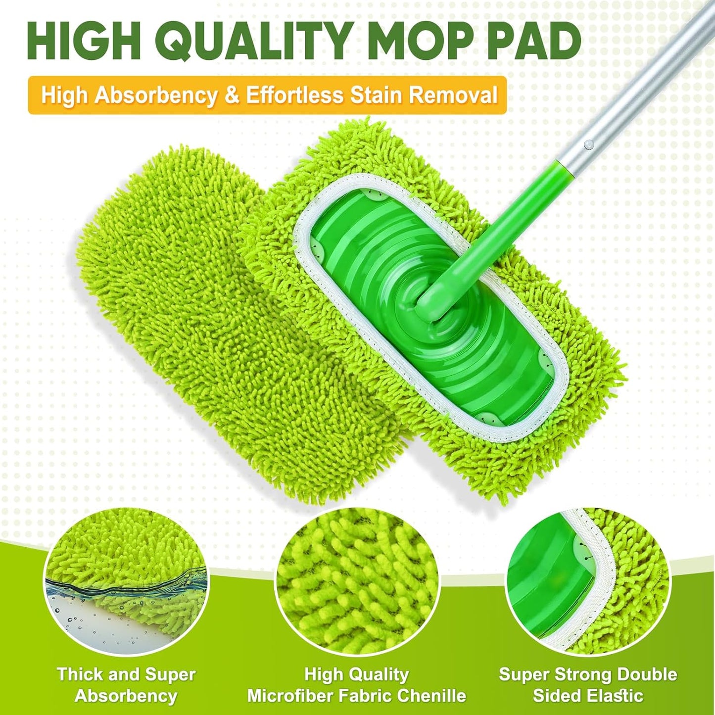 6-Pack Reusable Mop Pads Fit Swiffer Sweeper, Microfiber Cleaning Mop Pads Refill for Dry Sweeping & Wet Mopping Replacement