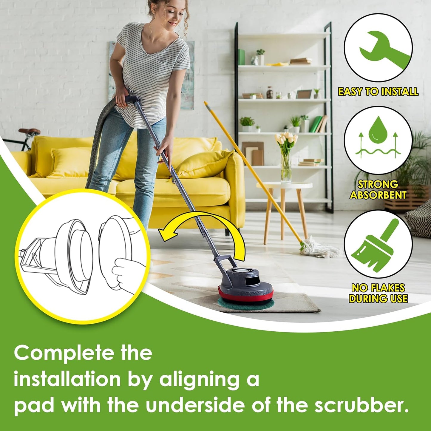 2 Pack 12" Floor Machine Pads Compatible with Oreck Commercial 550MC 437.056 Orbiter Scrubber Machine, Microfiber Carpet Bonnet, Floor Buffer Pad for Deep Cleaning (Bonnet & Buffer)