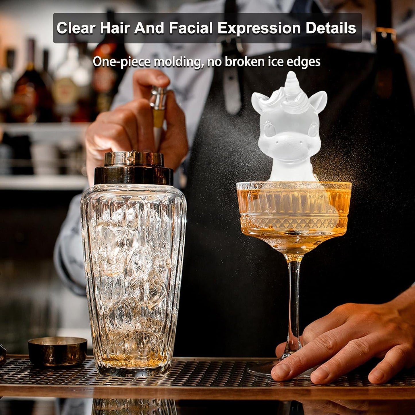 3D Unicorn Ice Cube Silicone Molds Tray for Whiskey, Cocktail, Drink Decor, Bar; Rich Details. Cute Gifts for Women Kids Girls Unicorns Lover, Fun Horse Animal Shape Epoxy Resign Mold; 2 Pack