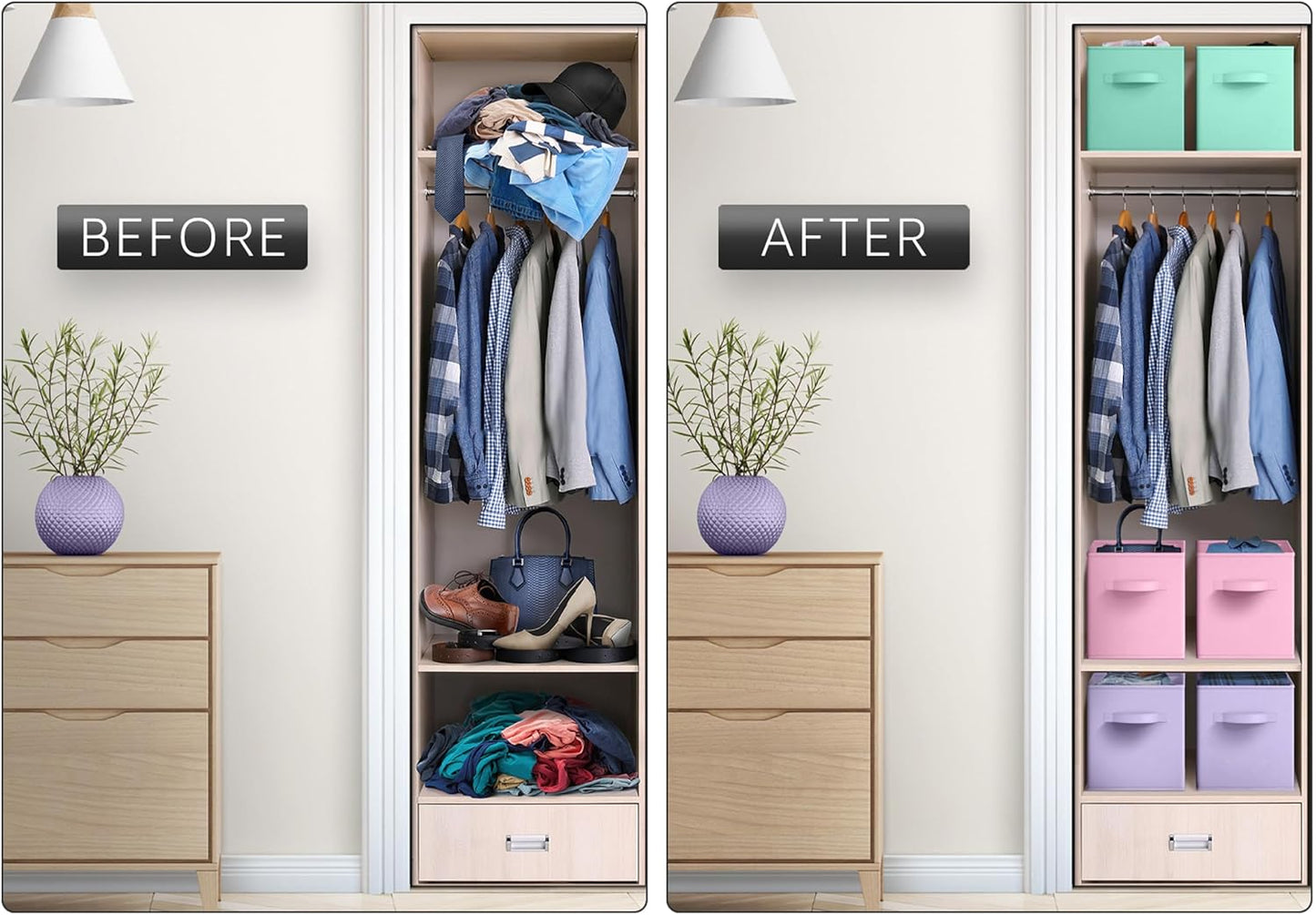 Sorbus Foldable Storage Cubes - 6 Pack, 11 Inch, Fabric, Foldable, Storage and Organization, Versatile Use, Collapsible Storage, Lightweight and Durable