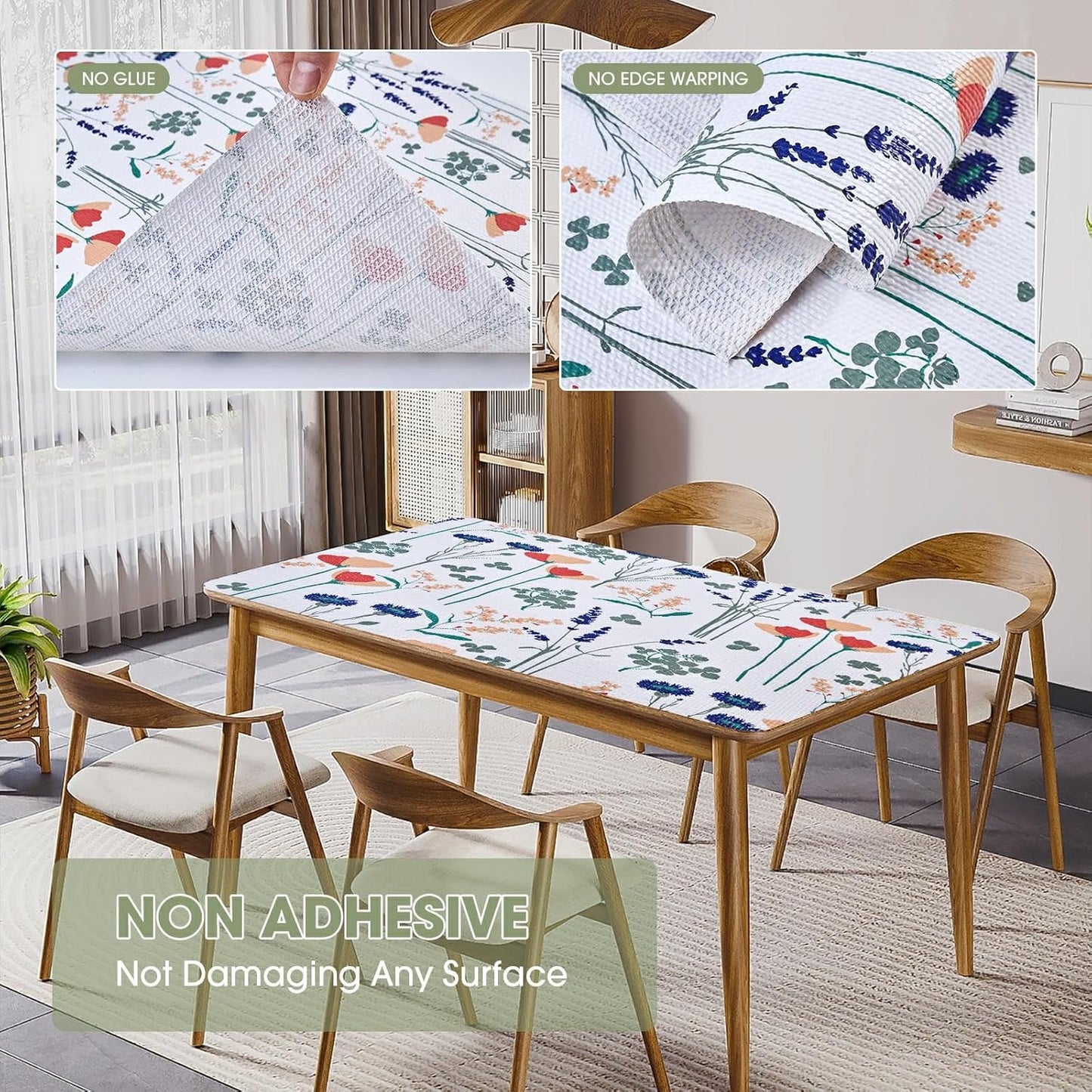 Drawer and Shelf Liner for Kitchen Cabinets, Non Adhesive, Non Slip Drawer Liner Shelf Paper for Kitchen, Waterproof Floral Shelf Liner (Purple red, 18INx20FT)