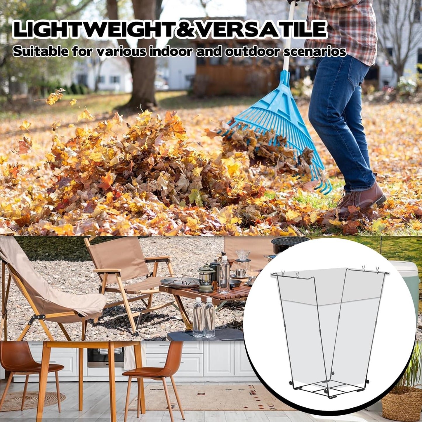 2 pcs Metal Trash Bag Holder, Outdoor Metal Leaf Bag Holder Stand, Garbage Bag Frame Holder for 30-45 Gallon Bags, for Yard Camping Garden Lawn Party Supplies