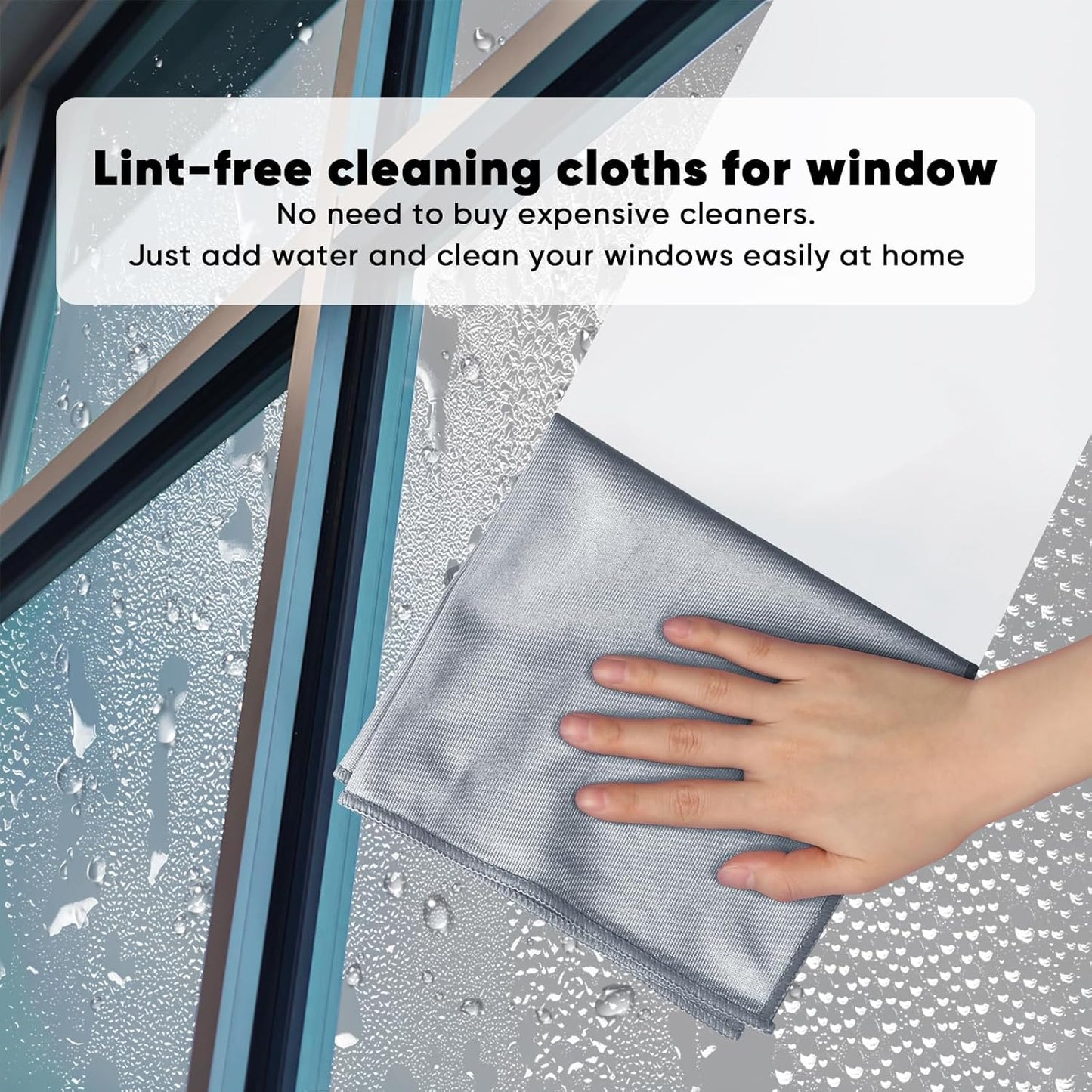 HOMEXCEL Microfiber Glass Cleaning Cloths 6 PK, Lint Free Streak Free, Reusable Microfiber Cleaning Cloth for Cleaning Windows, Glasses, Mirrors, Screens, Stainless Steel, and More, Grey-14”×16”