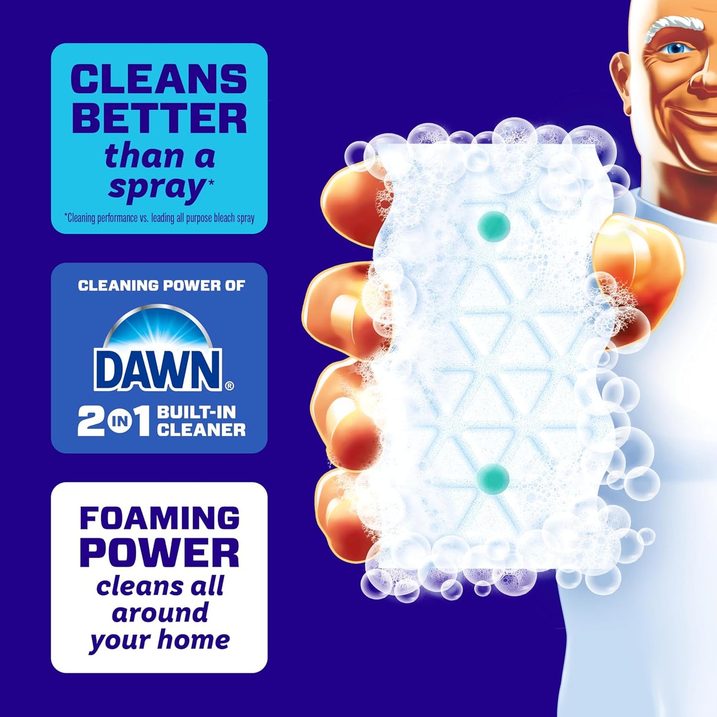 Mr. Clean Magic Eraser Foaming Sponge, All Purpose Cleaner, Dawn Cleaning Power, Ultra Foamy, 5ct