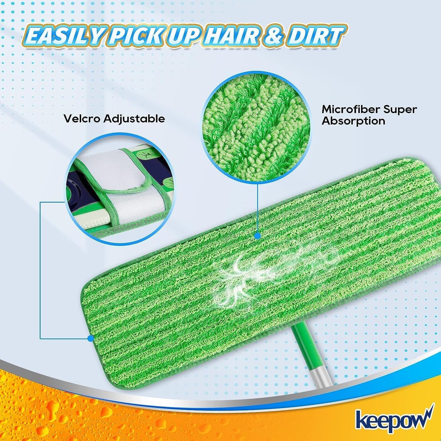 KEEPOW XL Mop Pads Compatible with Swiffer Sweeper XL, 6 Pack Wet Pads Refills Dry Sweeping Cloths, Reusable Pads for X-Large