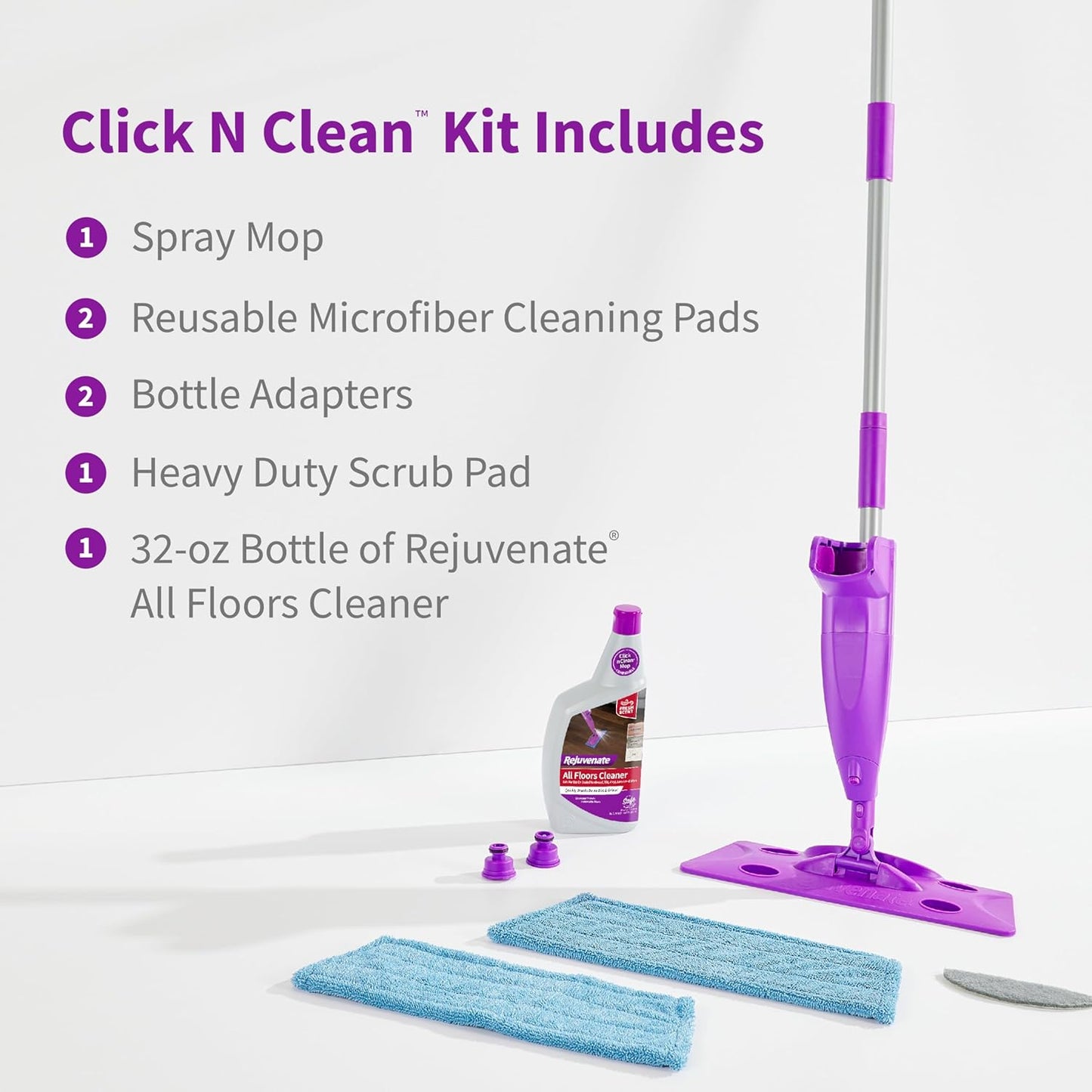 Rejuvenate Click N Clean Multi-Surface Spray Mop All-in-One Kit Cleans and Revitalizes Floors, 1 Count