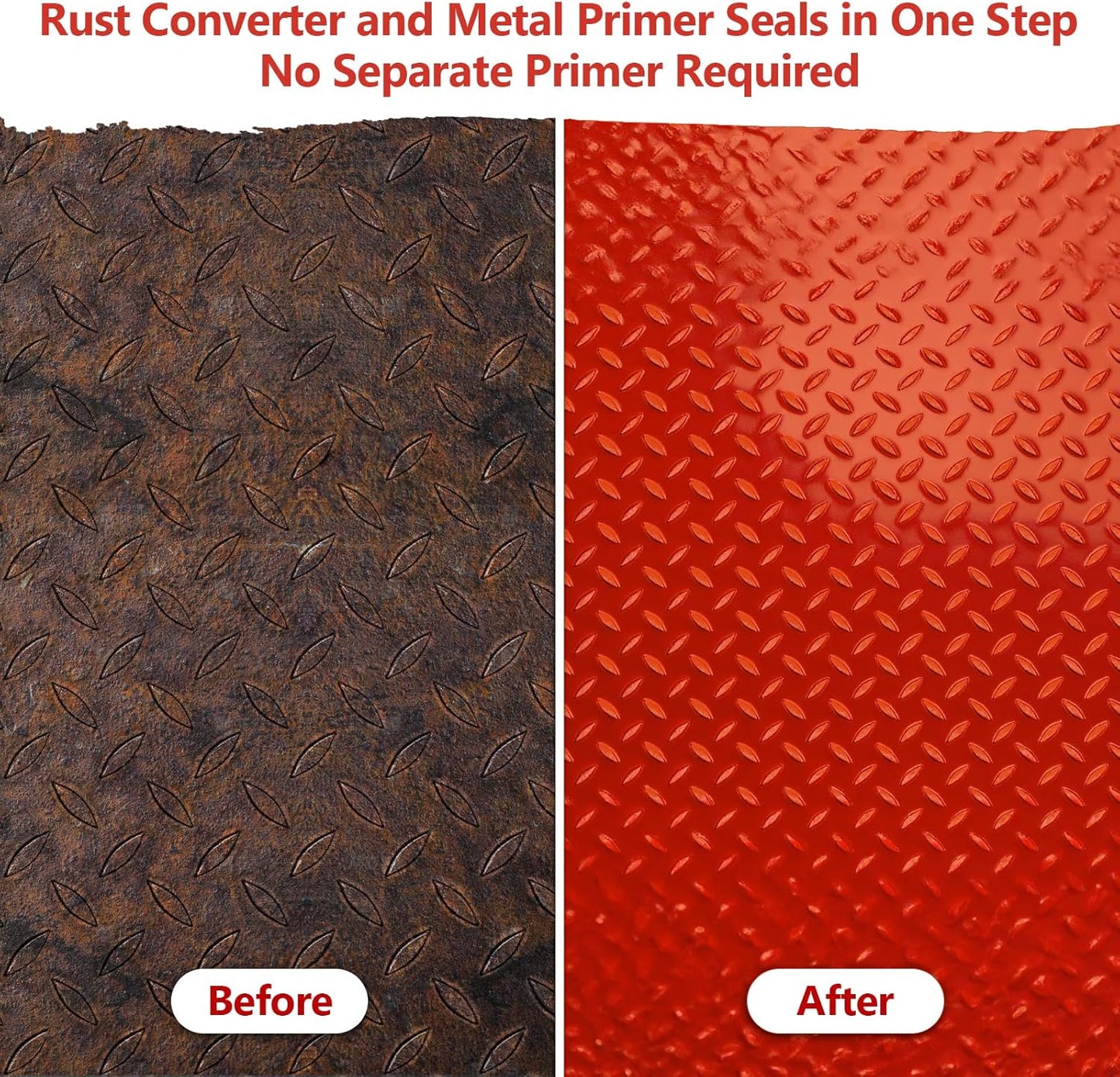 4-in-1 Rust Converter & Metal Primer, 141 Fl OZ Red Rust Inhibitor Paint for Metal, Remove & Convert Rust And Also Protect, Industrial Grade Water Based Rust Reformer, Heat Resistance & UV Resistant