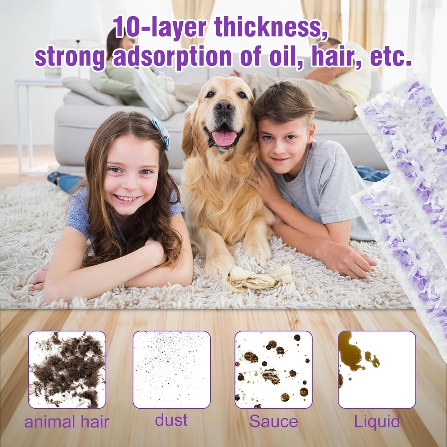 50 Count Disposable Power Mop Pads for Swiffer PowerMop, Unscented Power Mop Refills for Multi-Surface Floor Cleaning, Repalcement Mopping Pad Refill