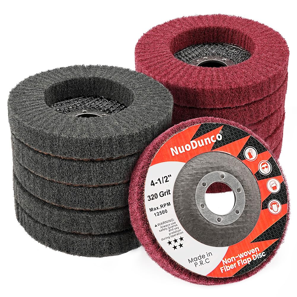 10Pcs 320 & 600 Grit Scour Flap Disc 4 1/2 Inch Angle Grinder Attachment for Metal & Wood Scouring Pad Polishing Sanding Disc Paint Rust Remover Wheel