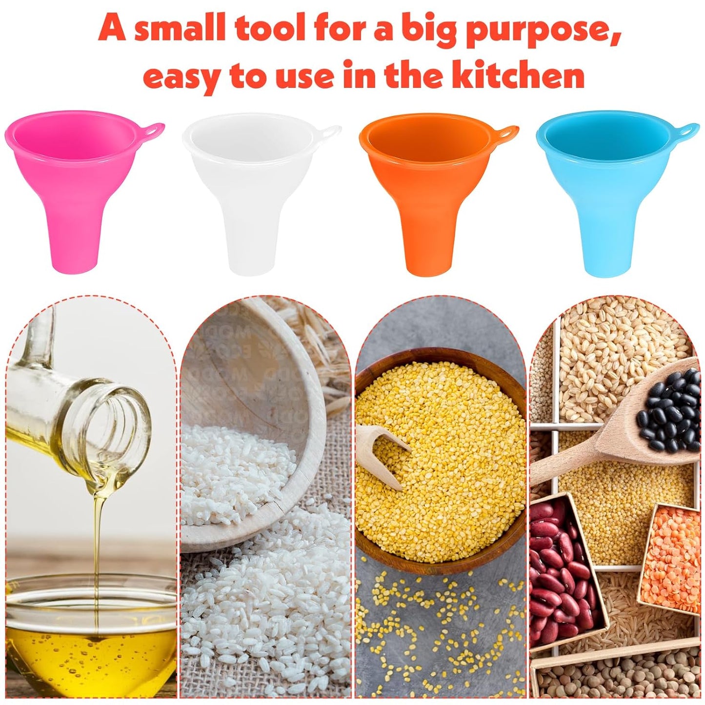 4 Pcs Funnels for Kitchen Use Filling Bottles Silicone Funnel Wide Mouth Funnel Multi Color Flexible Condiment Funnels Kitchen Gadgets Accessories for Filling Water Bottle Liquid Transfer