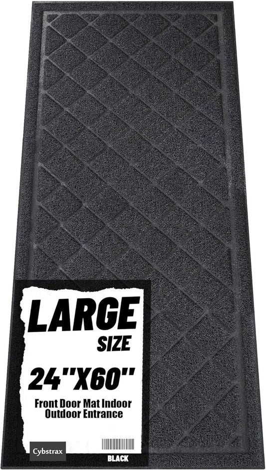 Front Door Mat Outside Entrance, 24" x 60" Heavy Duty All-Season All-Weather Waterproof Doormat Trap Dirt and Moisture Easy Clean Low Profile Patio Porch Entryway Mat