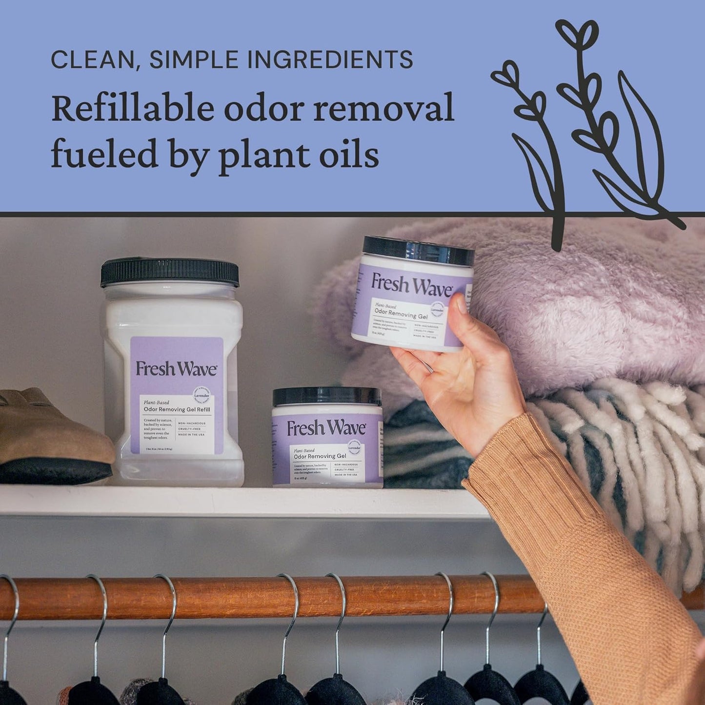 Fresh Wave Lavender Odor Removing Gel, 15 oz., Pack of 2 - Safer Odor Absorbers for Home, Natural Plant-Based Odor Eliminator, Every 15 oz. lasts 30-60 Days, For Cooking, Trash & Pets