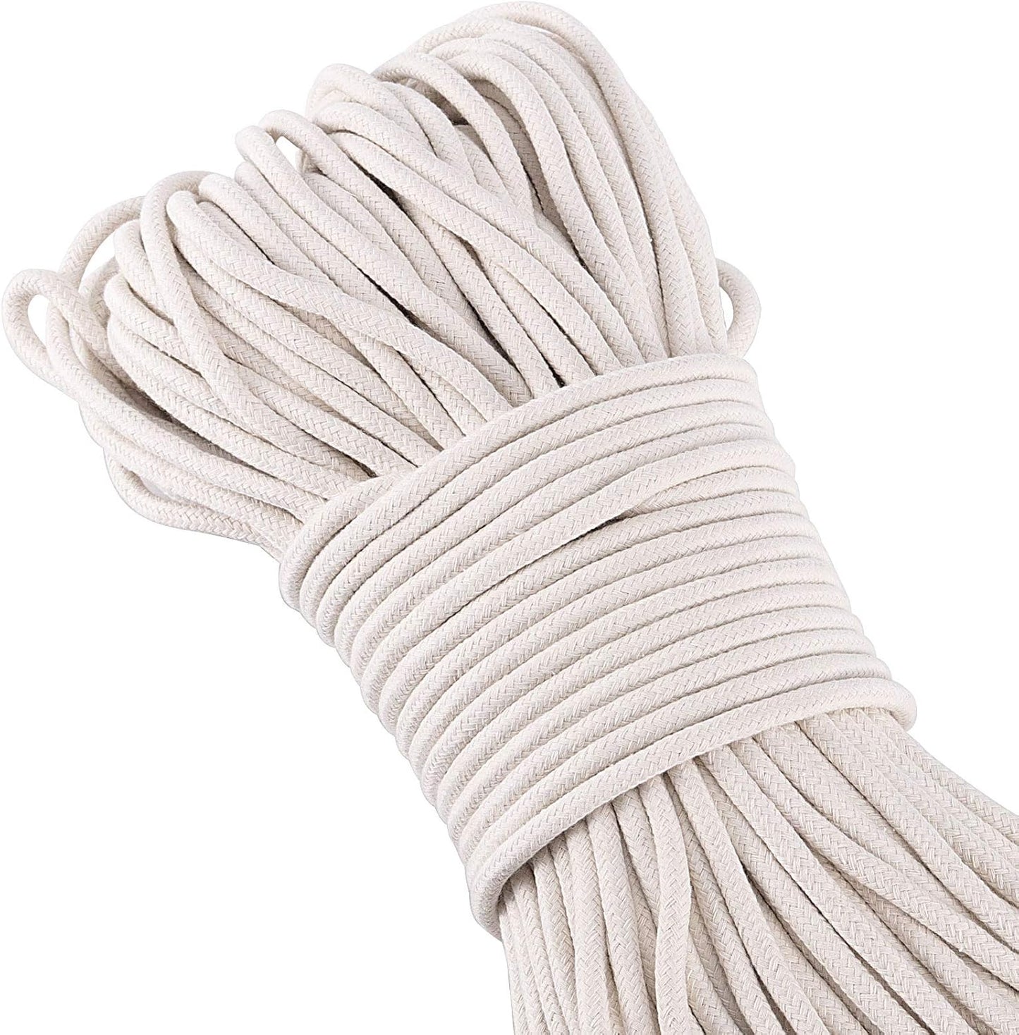 328 Feet 1/4 Inch White Natural Cotton Rope, Cotton Clothesline Rope, All-Purpose Craft Rope for Clothes Hanger, Garden Flower Potted Plants, Laundry Line Dryer