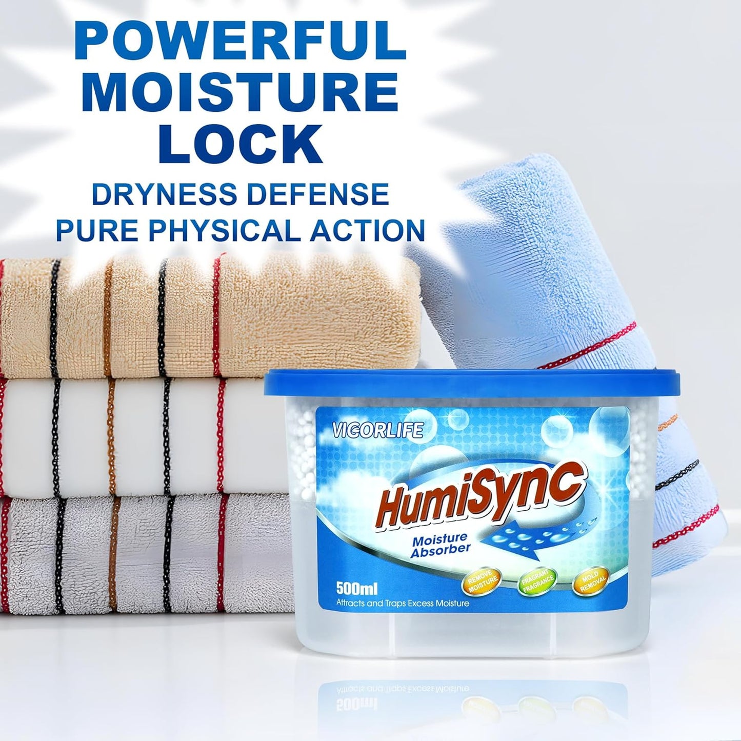 Moisture Absorbers 10 Pack, 16.9oz., Portable Humidity Absorber Boxes for Bathroom, Closet, Kitchen, Dehumidifiers, Attract and Trap Excess Moisture, Convenient and Effective, Blue