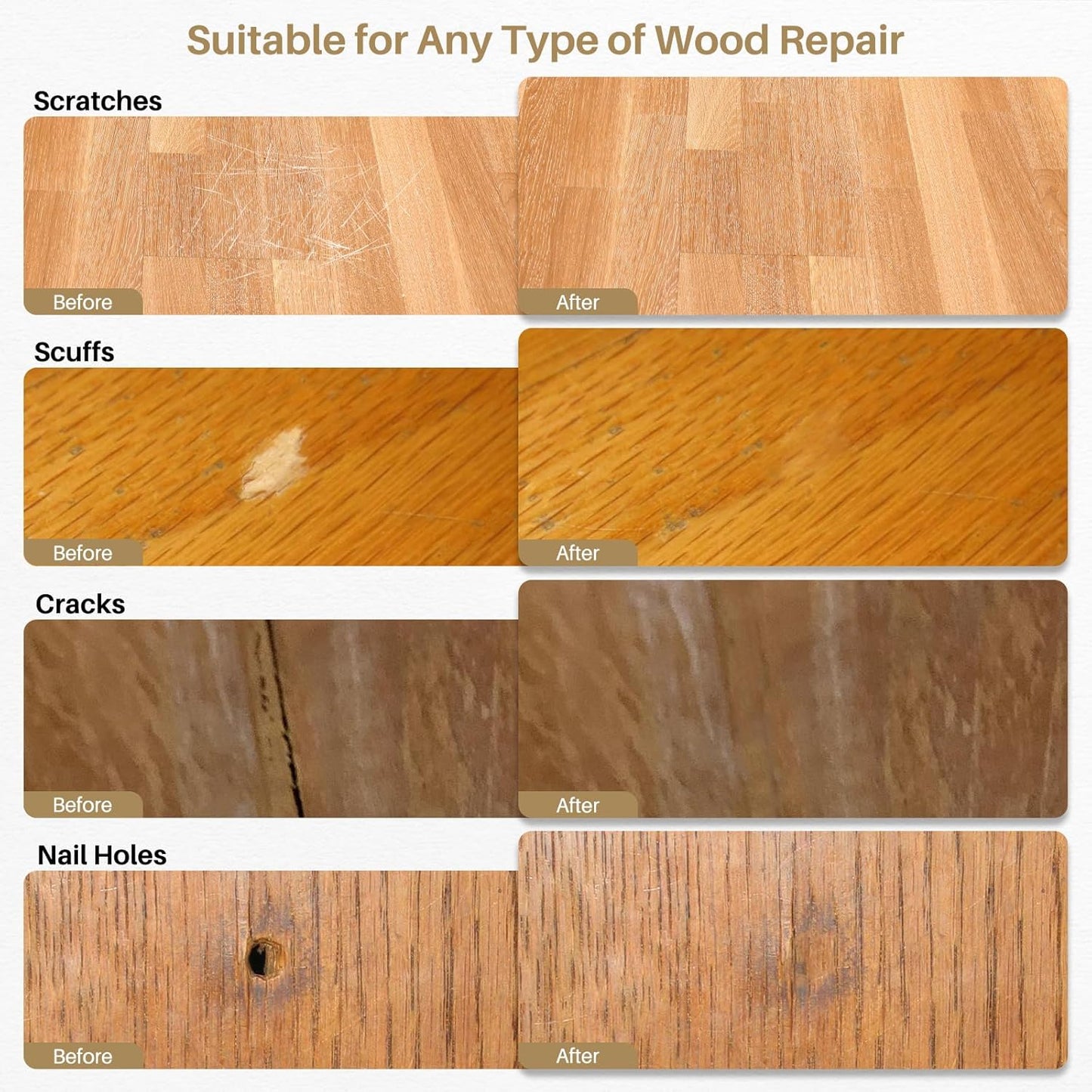 Wood Repair Wax Crayons, 12 Colors Wood Repair Wax Pens Furniture Touch Up Markers, Wood Crayons for Scratches, Scuffs, Cracks, Nail Holes