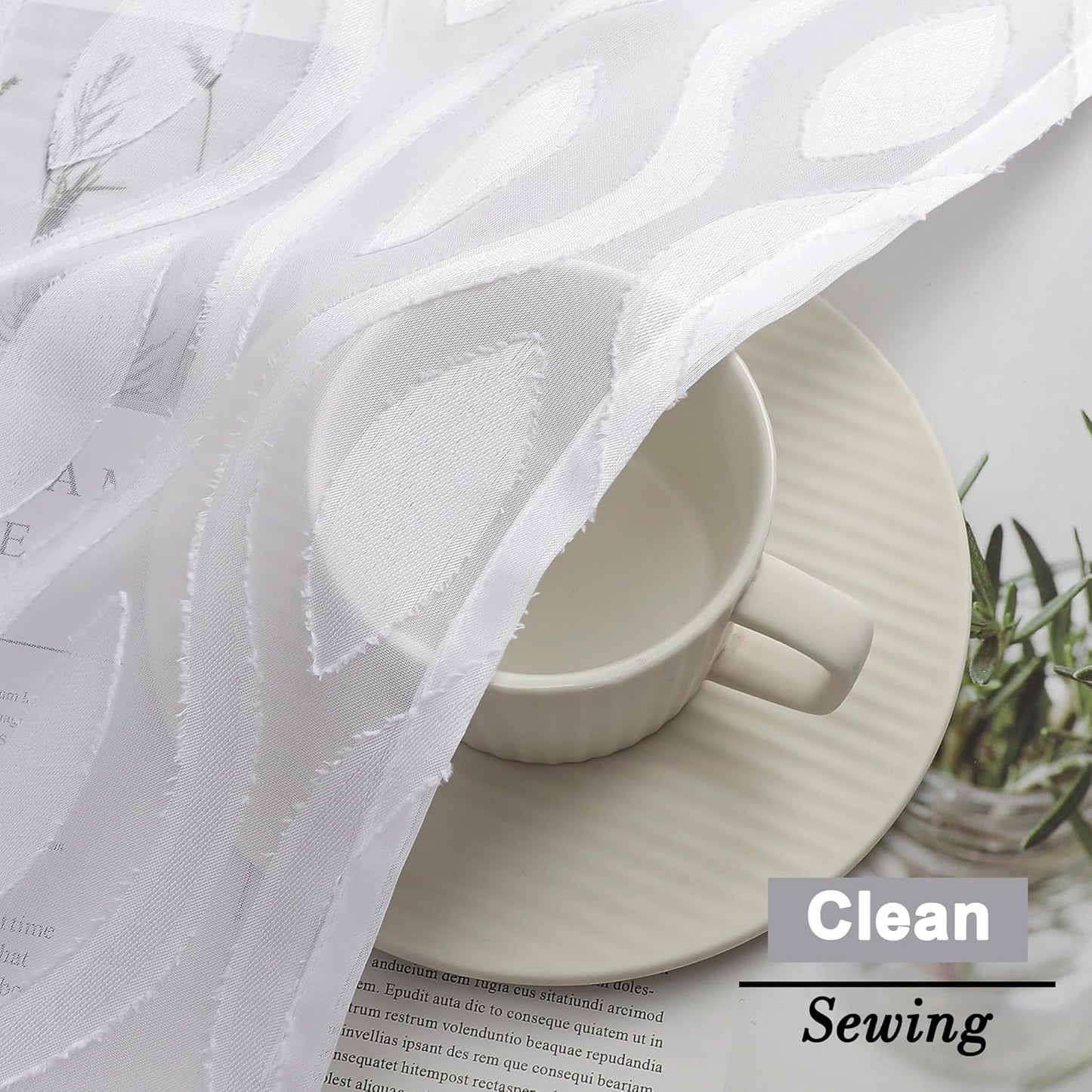 Aiyufeng White Sheer Curtains Tiers 36 Inch Length 2 Panels Set, Airy Lightweight Clip Jacquard Small Window Curtains, Modern Wavy Line Textured Voile Sheer Curtains for Small Windows, 40"Wx36"L Inch