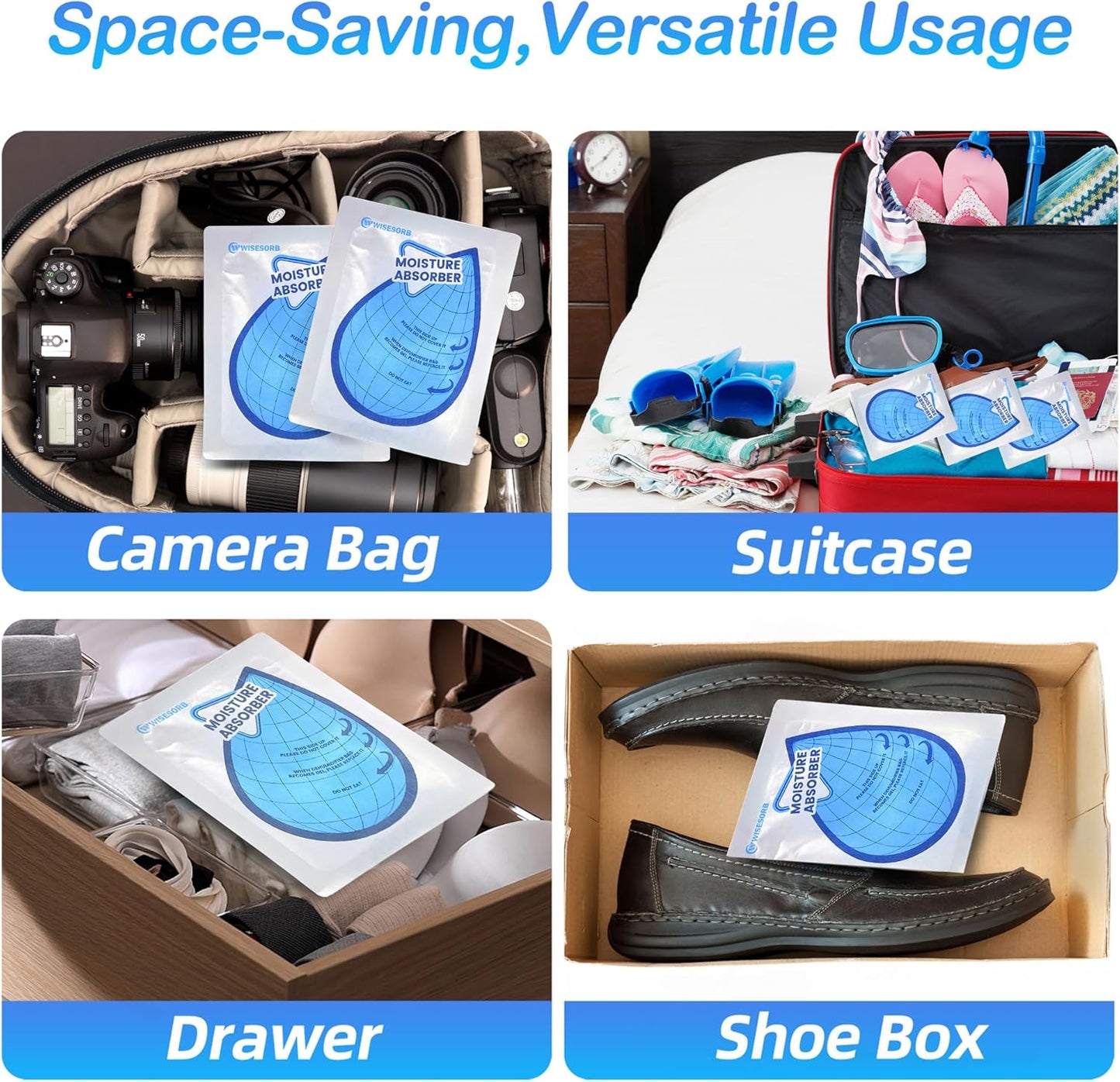 100 Gram 30 Packs Moisture Absorbers, Dehumidifier Bags for Bathrooms, Basements, Rvs, Humidity Packets for Closet