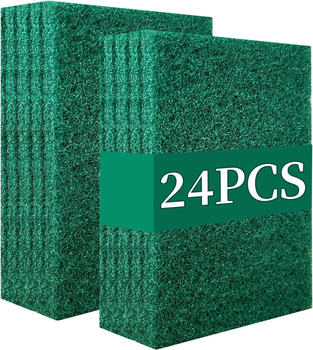 Heavy Duty Scour Pads Sponge Dish Scrubber Non-Scratch Green Reusable Household Scrub Pads for Kitchen and Dish Cleaning Tool (24Pcs)