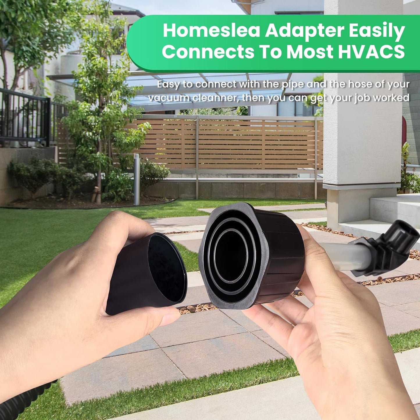 AC Drain Line Unclogger, HVAC to PVC Pipe AC Drain Line Cleaner Tool, A/C Condensate Drain Line Cleaner Adapter, AC Drain Sucker Wet Vac Attachment to Evacuate & Unclog AC Drain Lines-Black