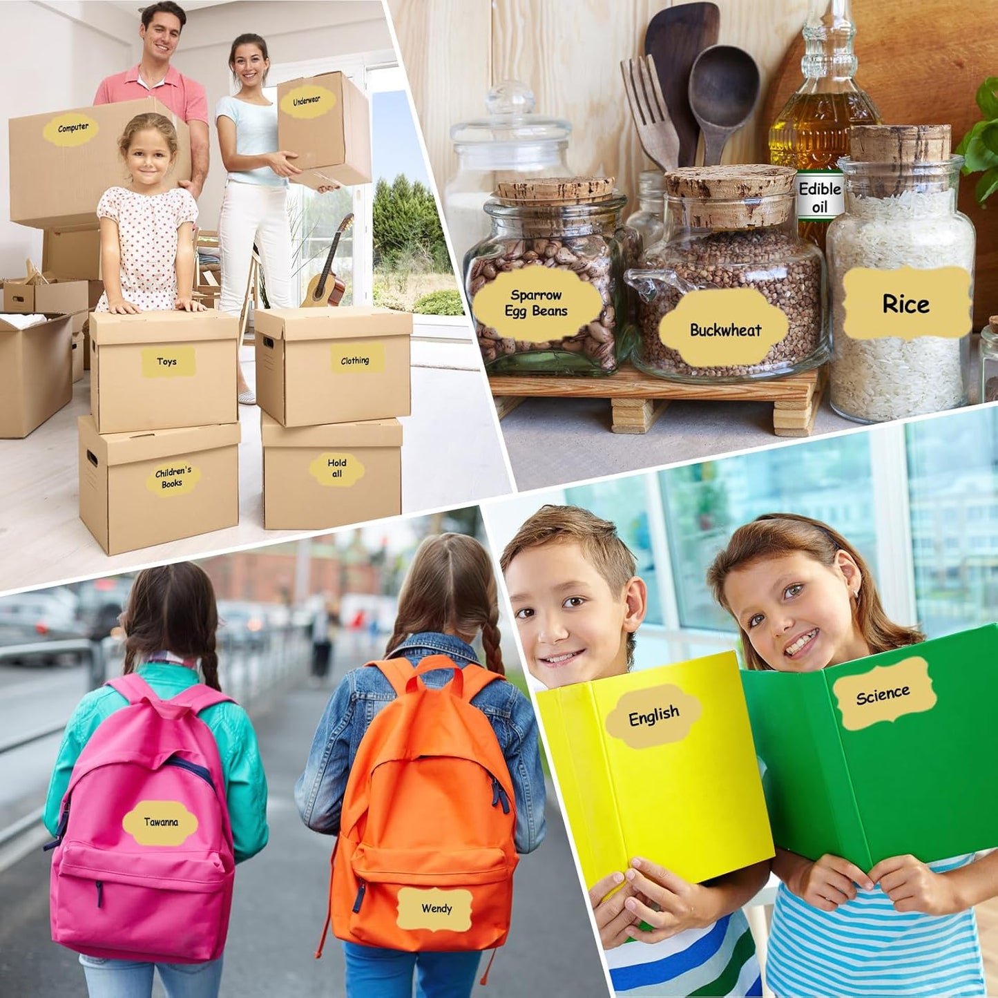 450pcs Label Stickers, Gift Tag Stickers, Name Tags, Self-Adhesive Writable All-Purpose Labels for Mason Jars, Canning, Bottles, Binders School Office Supplies