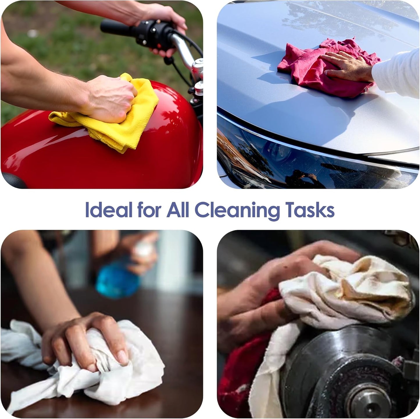 Tshirt Bag of Rags Multicolored (1,500LB, 30x BALES), Cotton Blend, Painting and Multipurpose, Kitchen, Auto, Staining Rags, Shop Cleaning Cloths Bulk, Lint Free Absorbent Washable, 30 bags