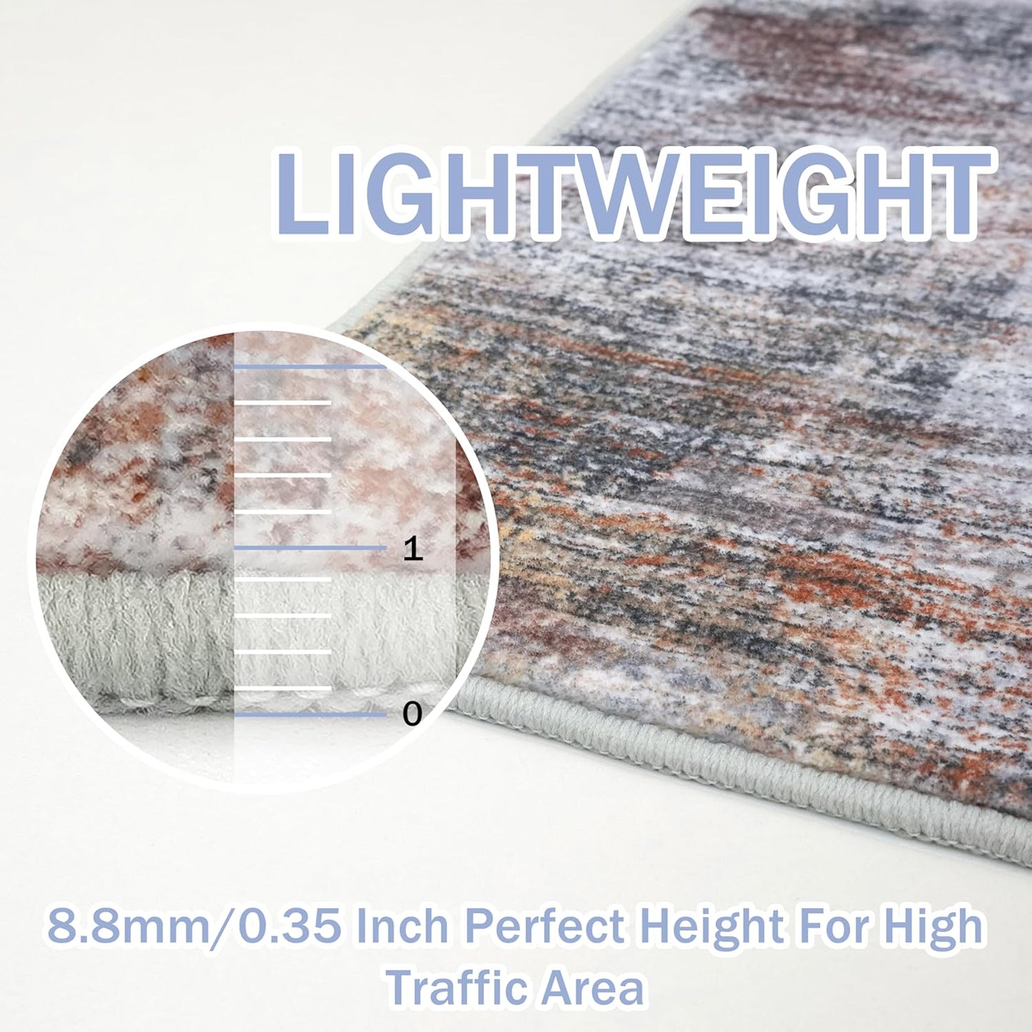 IOHOUZE Abstract Runner Rug 2x10 Ft Washable Runners for Hallways, Non Slip Kitchen Runner Printed Faux Wool Entryway Runner Indoor, Modern Abstract Floor Carpet for Hall Kitchen, Orange Grey