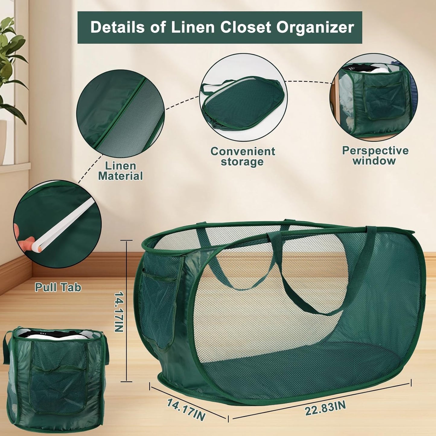 4 Pack Closet Storage Bins, Storage Containers for Closets, Fabric Closet Bins for StorageDecorative ,Collapsible Baskets for Organizing Clothes Toy Nursery (Black/Blue/Beige/Gray)