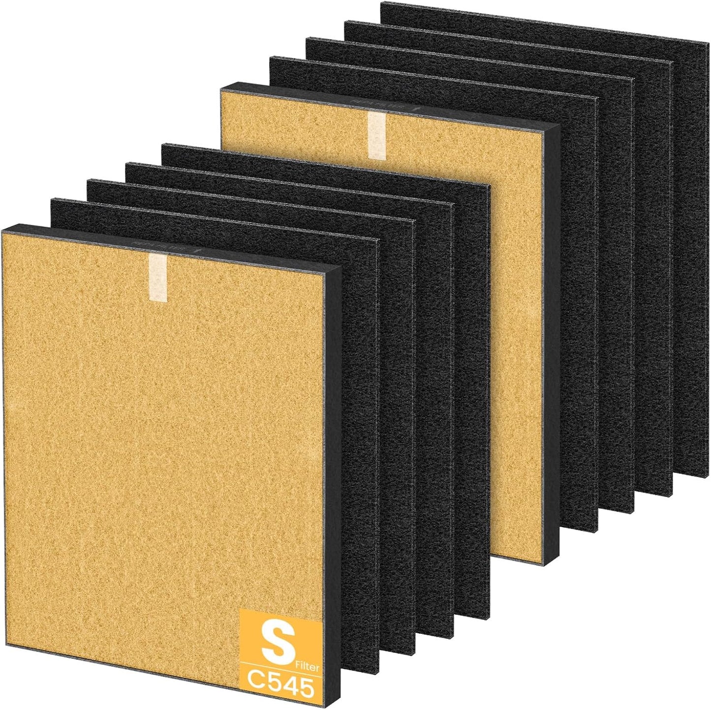 2 Pack C545 HEPA Pet Replacement Filter S Compatible with Winix C545 Air Purifier, Replaces Part 1712-0096-00 and 2522-0058-00, 2 HEPA Filter + 8 Activated Carbon Filters, Yellow