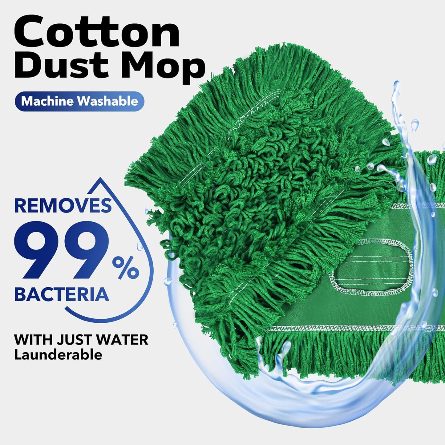 Matthew Cleaning 36'' Industrial Strength Cotton Dust Mop Refill Washable Replacement Heads for Residential & Commercial Use Fit Standard Dust Mop Frames, Hardwood, Concrete Floors Green 6 Pack