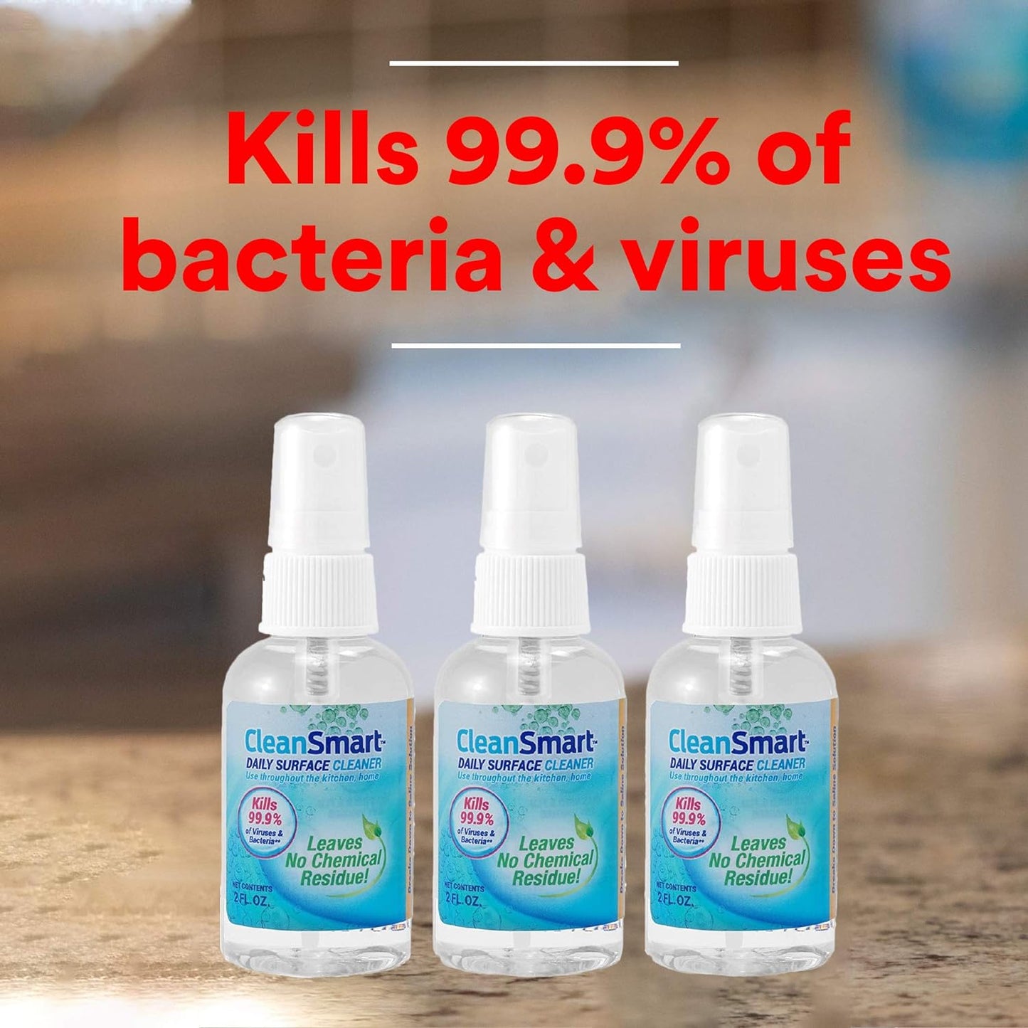 CleanSmart To Go Disinfectant Kills 99.9% of Viruses, TSA-Approved for Safe Travel, 2 oz Bottle (Pack of 3)