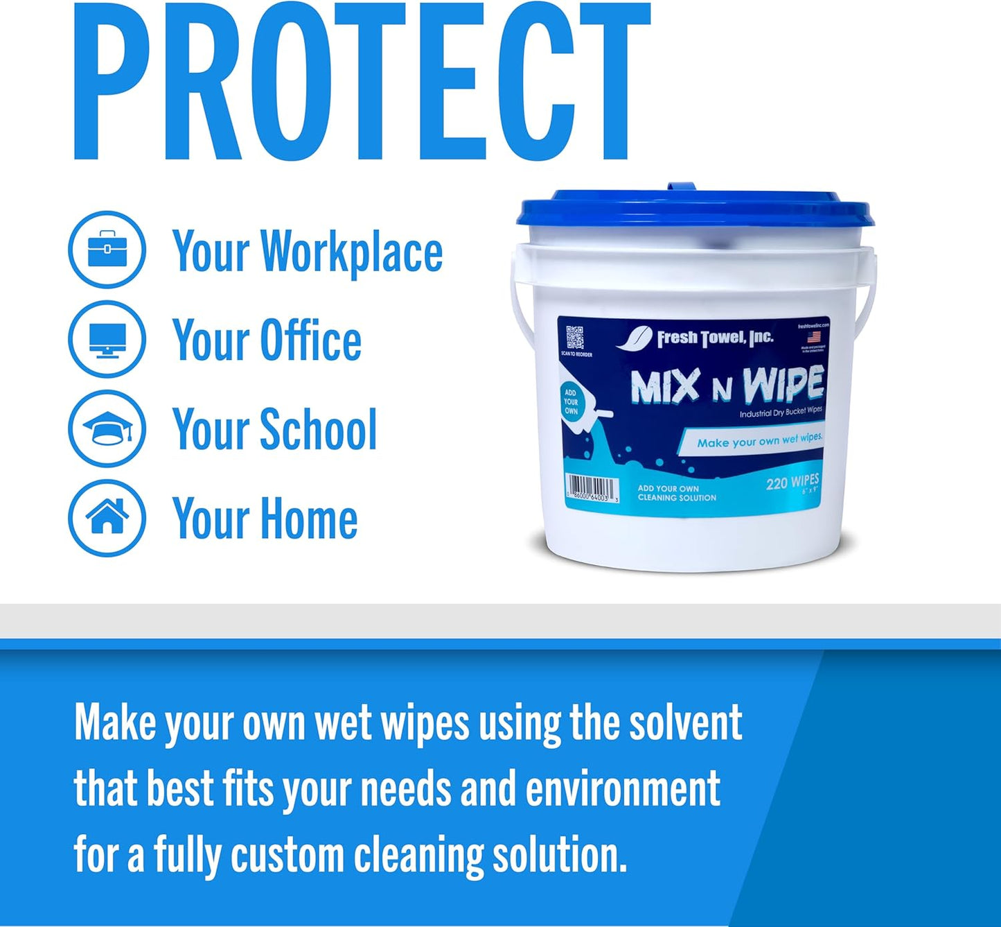 Fresh Towel Mix-N-Wipe Dry Wipes Refill, 1-Pack (220 Sheets) – Make Your Own Wet Wipes – 6" x 9" Sheets – Bulk Paper Towels