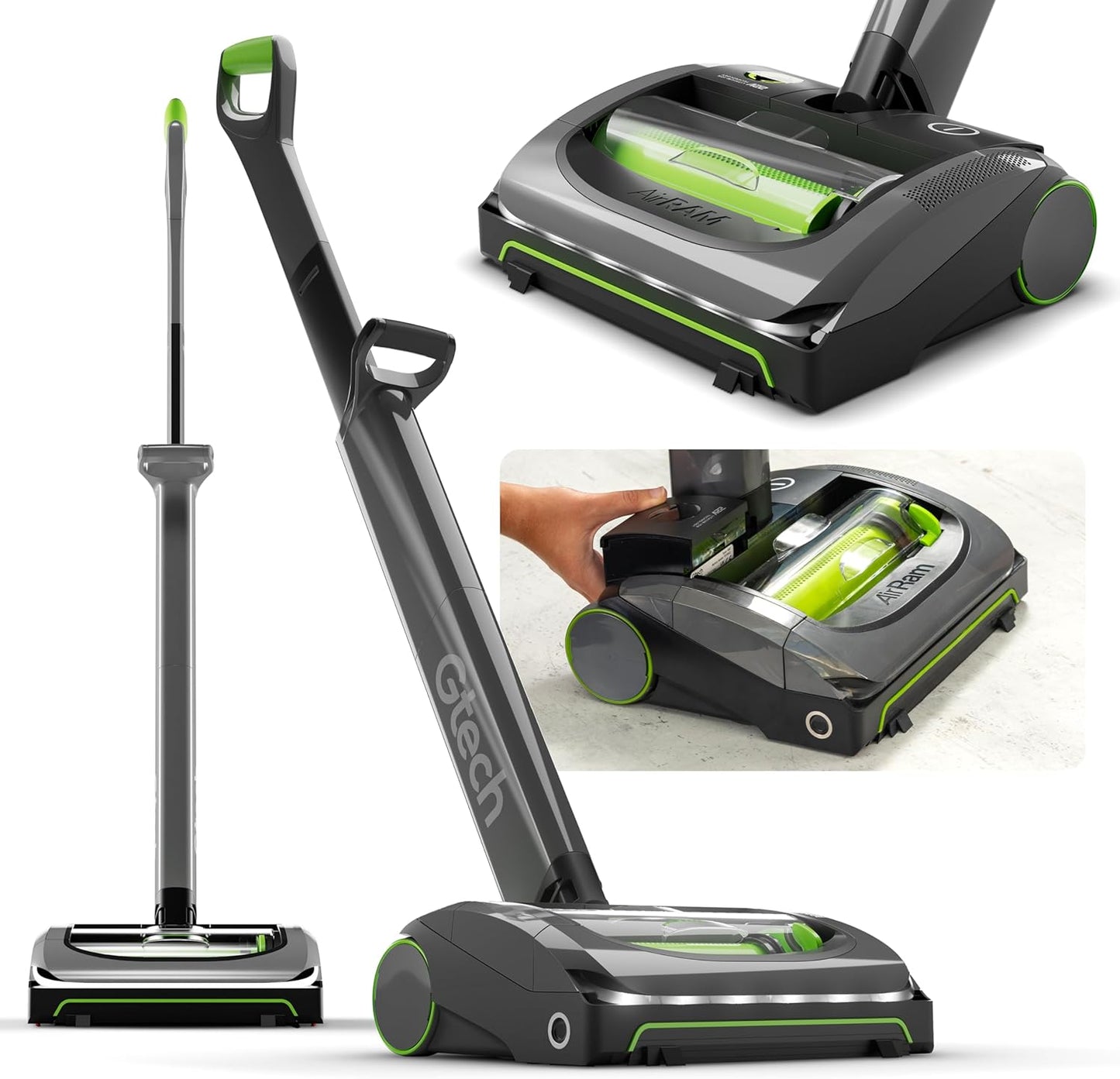 Gtech AirRAM MK2 Cordless Vacuum Cleaner with Powered Brush Head - Perfect for Carpet and Hardwood Floors - Rechargeable 22v Li-ion Battery - Lightweight (7 lbs.)