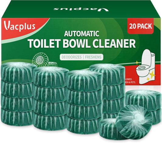 Vacplus Toilet Bowl Cleaners - 20 Pack Long-Lasting Toilet Cleaner Tablets, Prevent Stains & Deodorize, Green
