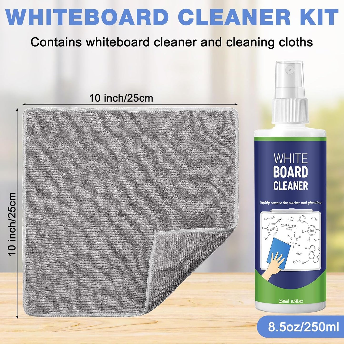 16 Pack Whiteboard Cleaner Spray 8.5oz Dry Erase Board Cleaner with 8 Cloths Non Toxic Dry Erase Cleaner Removes Stubborn Marks from Whiteboards