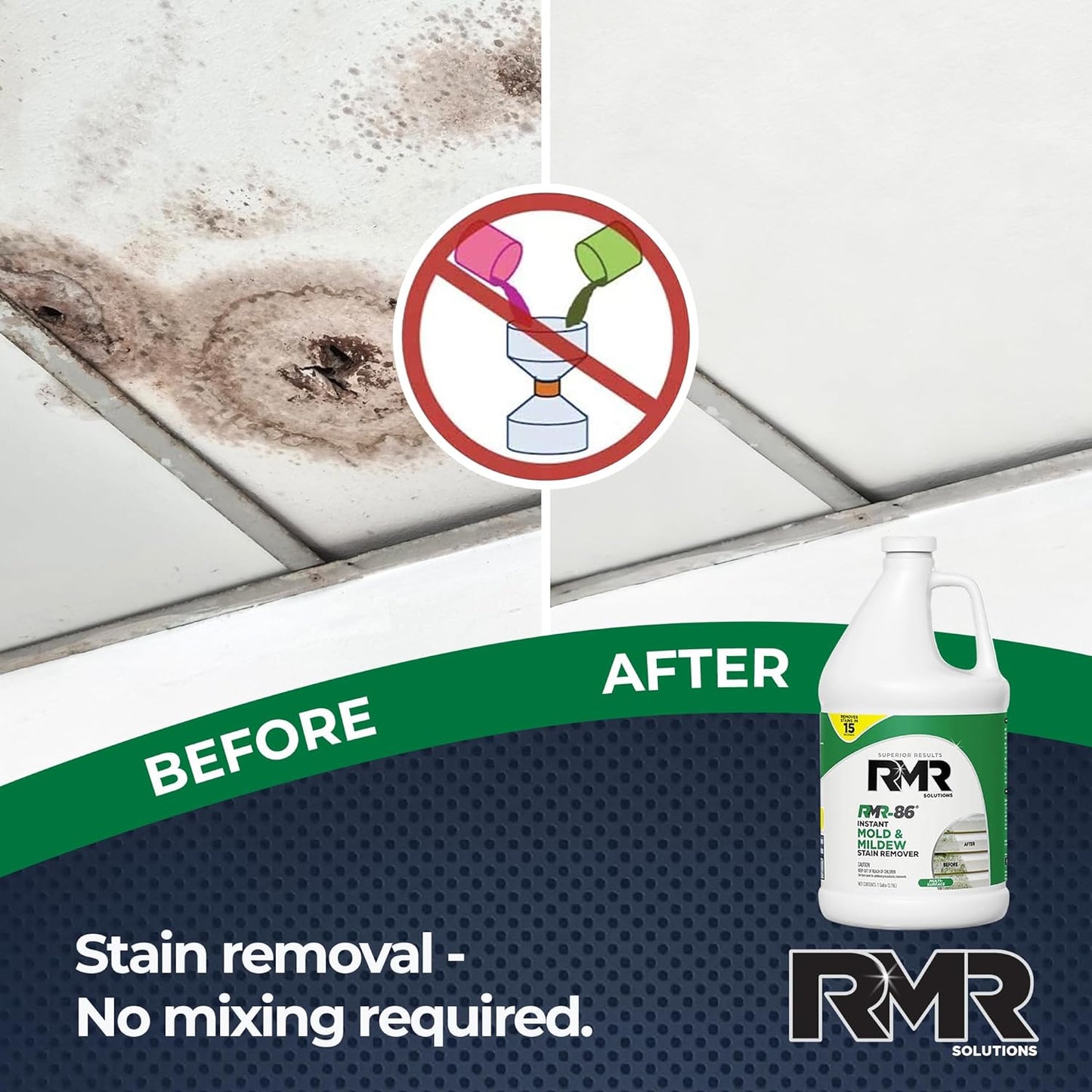 RMR-86 Instant Mold and Mildew Stain Remover Spray - Scrub Free Formula, 1 Gallon