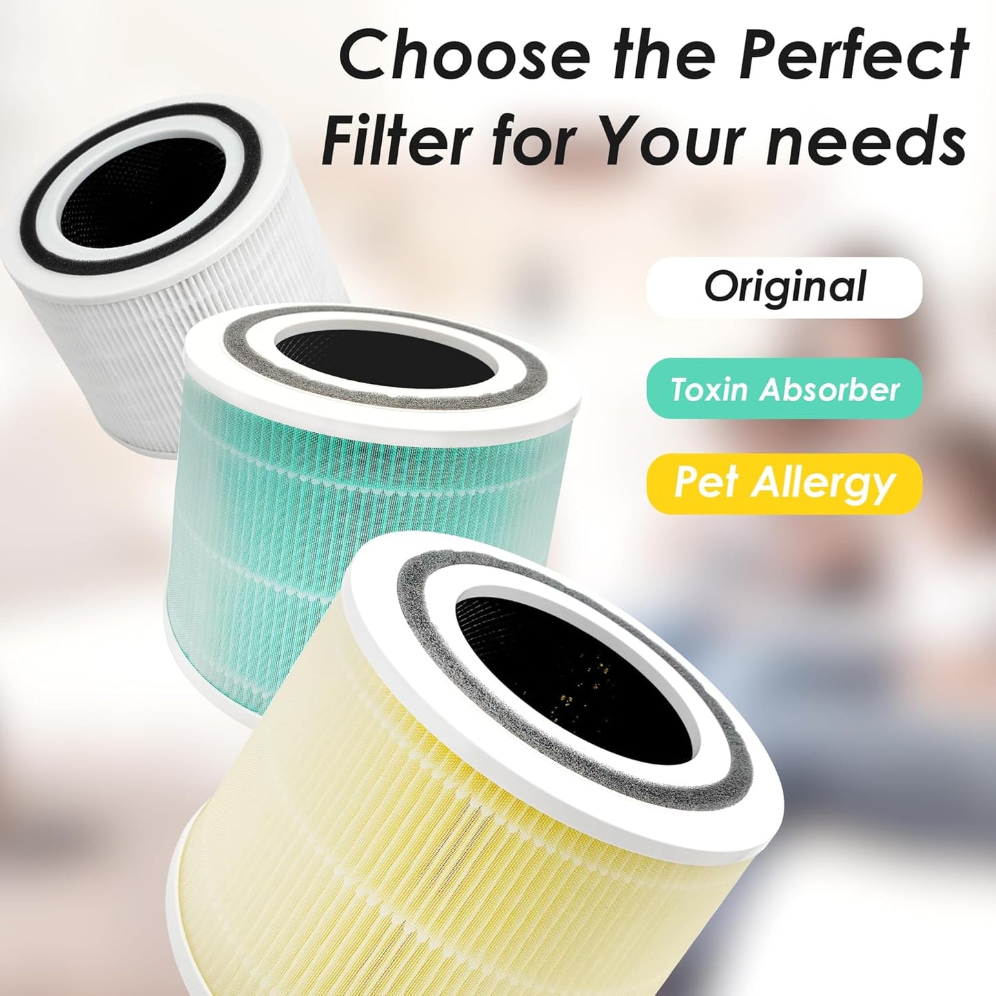 Flintar Core 300 Pet Allergy Replacement Filters, Made in TAIWAN, Compatible with LEVOIT Core 300, Core 300S VortexAir Air Purifier, H13 Grade True HEPA Filter Replacement, Core 300-RF-PA, 2-Pack