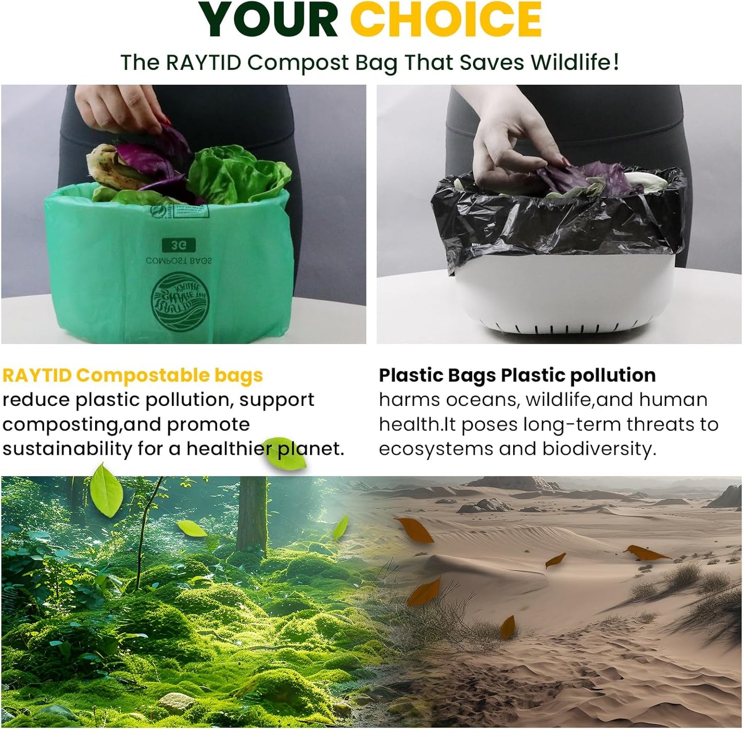 Compost Bags 3 Gallon Extra Thick Compost Bags for Countertop Bin,150counts,Compostable Liner Bags,Small Kitchen Food Scrap Waste Bags,Certified by BPI,ASTM D6400 and OK compost HOME certified