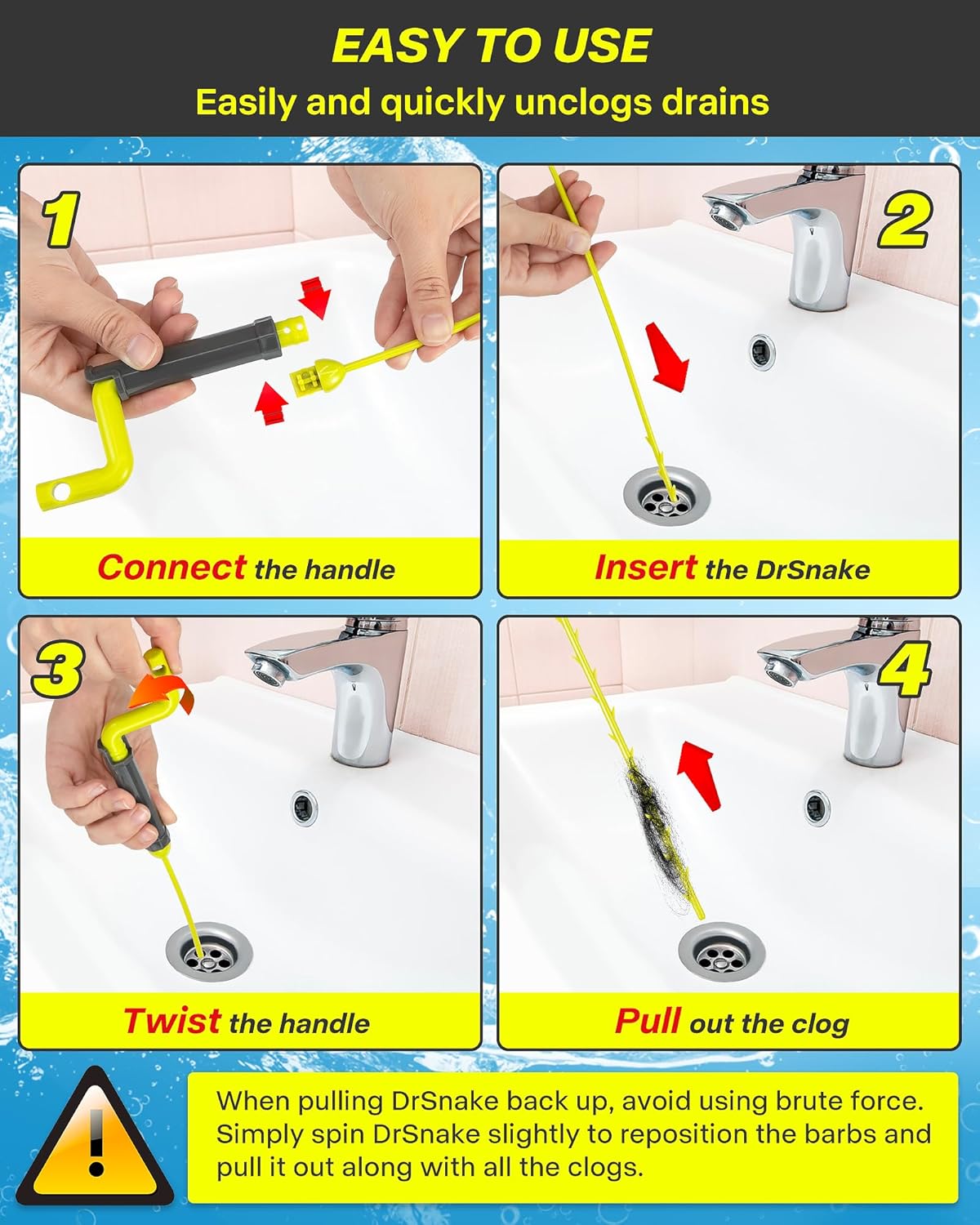 35inch Drain Clog Remover, Drain Cleaner Hair Clog Remover with Rotating Handle and 7 Refills, Drain Hair Remover Plumbing Snake, Easy and Quick Unclog Bathtub Drain, Sink, Shower (7 Pack)