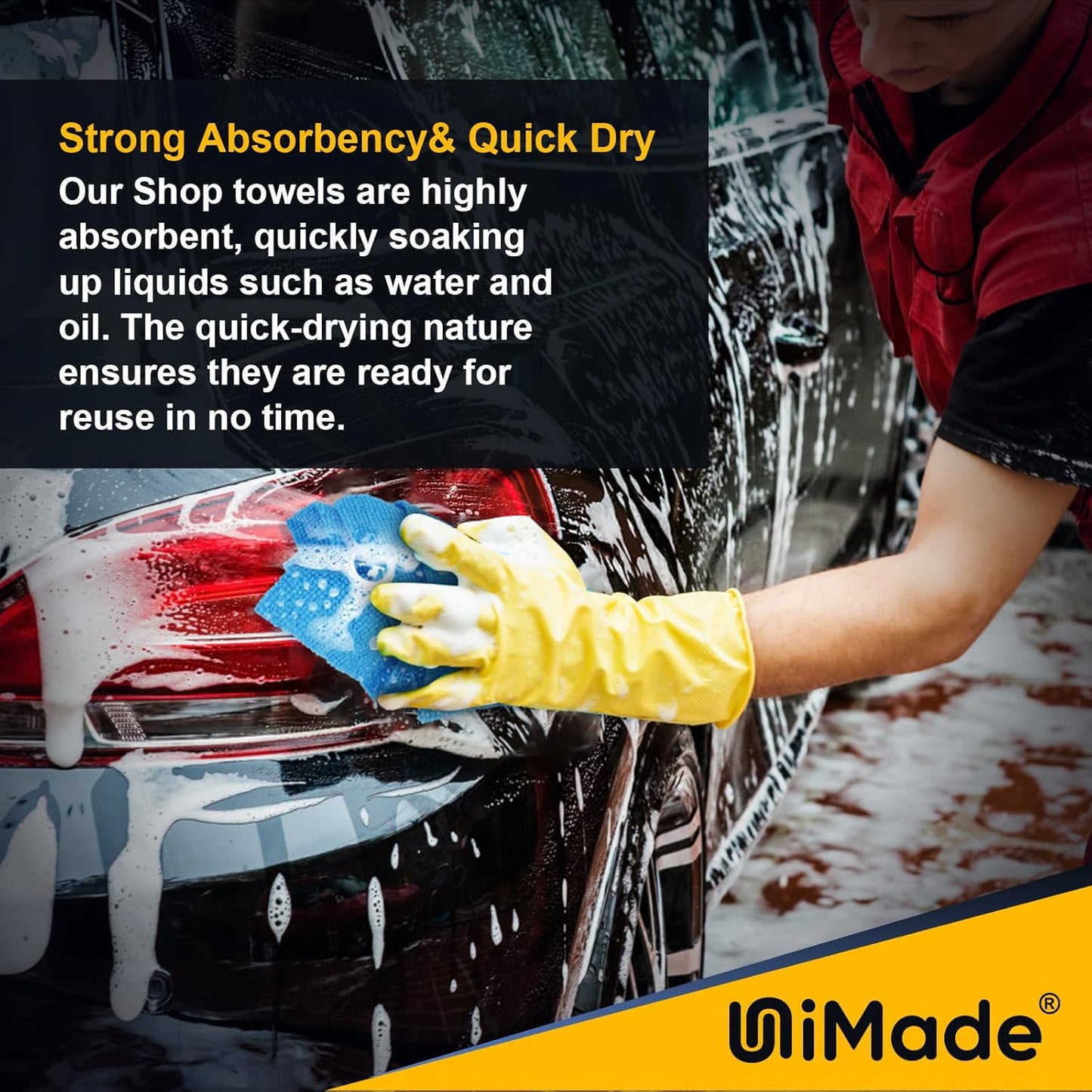 Shop Towels Rags, 150 Pack Reusable Shop Rags Bulk Microfiber Cleaning Cloth Lint Free Cleaning Towels for Car Kitchen Automotive Bar Mechanic Restaurant Garage, 11.5"x 11.5", Blue