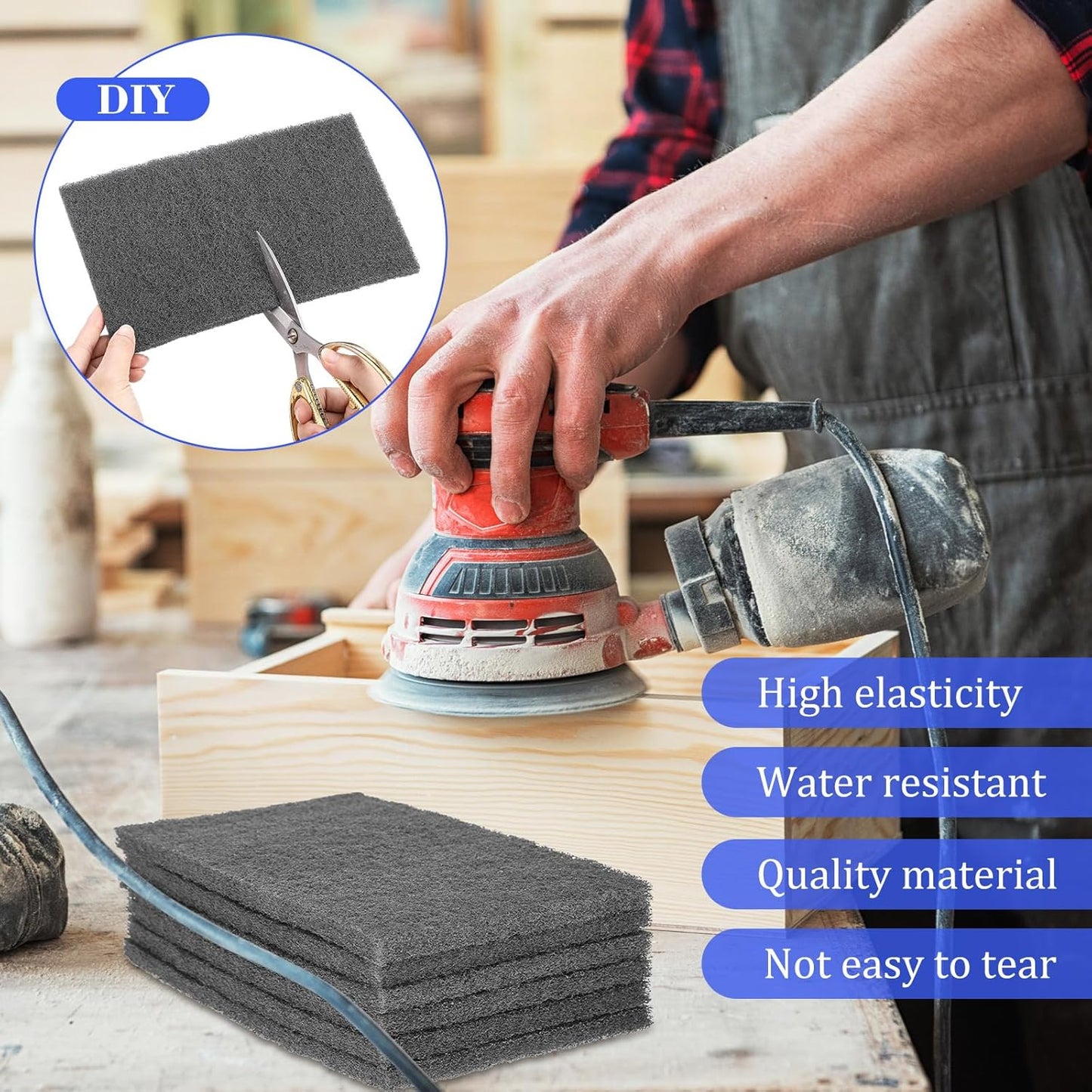 50 Pcs 7447 Fine General Purpose Scuff Pads 6 X 9 Inch Abrasive Hand Sanding Non-Woven Aluminum Oxide Abrasive Pads Set for Surface Preparation Scuffing Scouring Blending Cleaning (Gray)