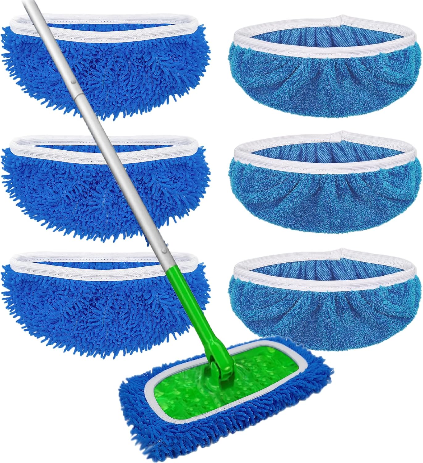 Reusable Microfiber Mop Pads Washable Wet Pads Compatible with Refills Pads for Swiffer Sweeper Wet & Dry Sweeping Cloths Mop Head Replacement for Household Cleaning