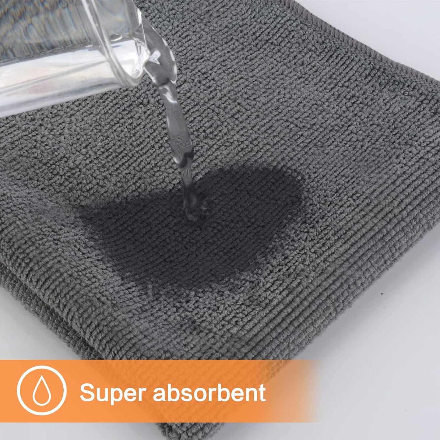 KinHwa Kitchen Washcloths for Dishes Absorbent Microfiber Dish Cloths Quick Dry Dish Rags with Poly Scour Scrub Side Ideal for Kitchen Cleaning (Gray, 12inchx12inch 10 Pack)